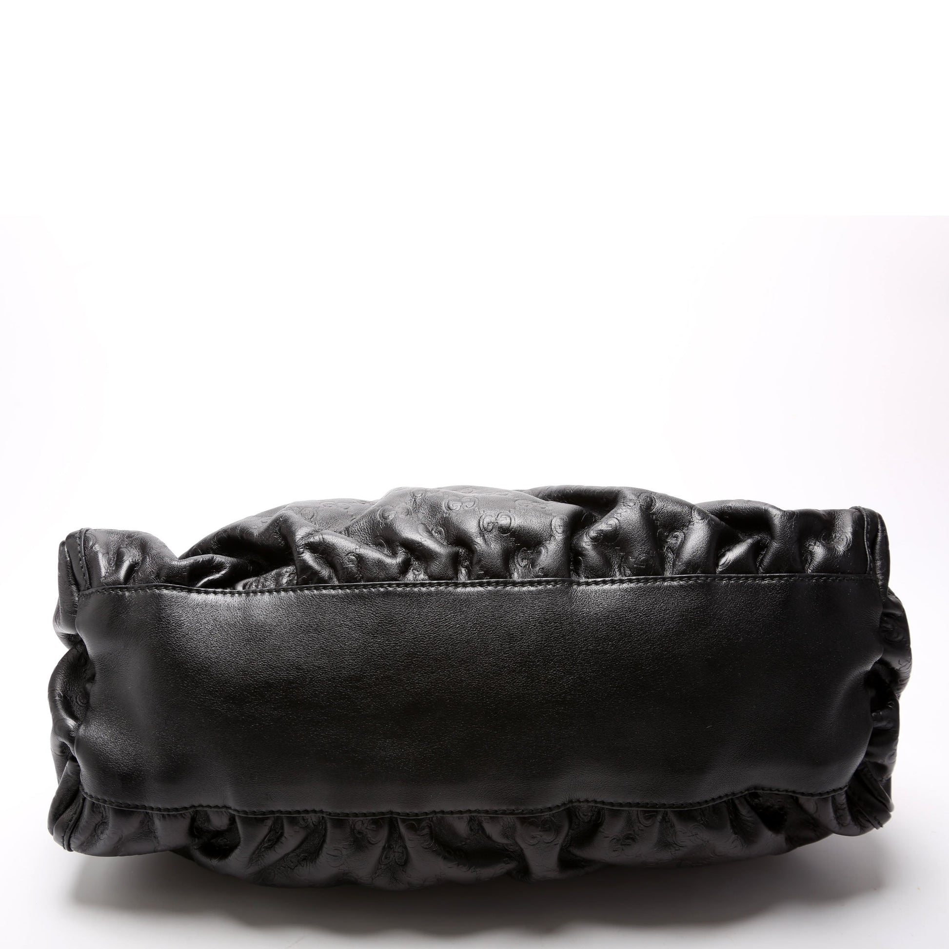 Gucci 189833 Leather D Ring Hobo Black Bag