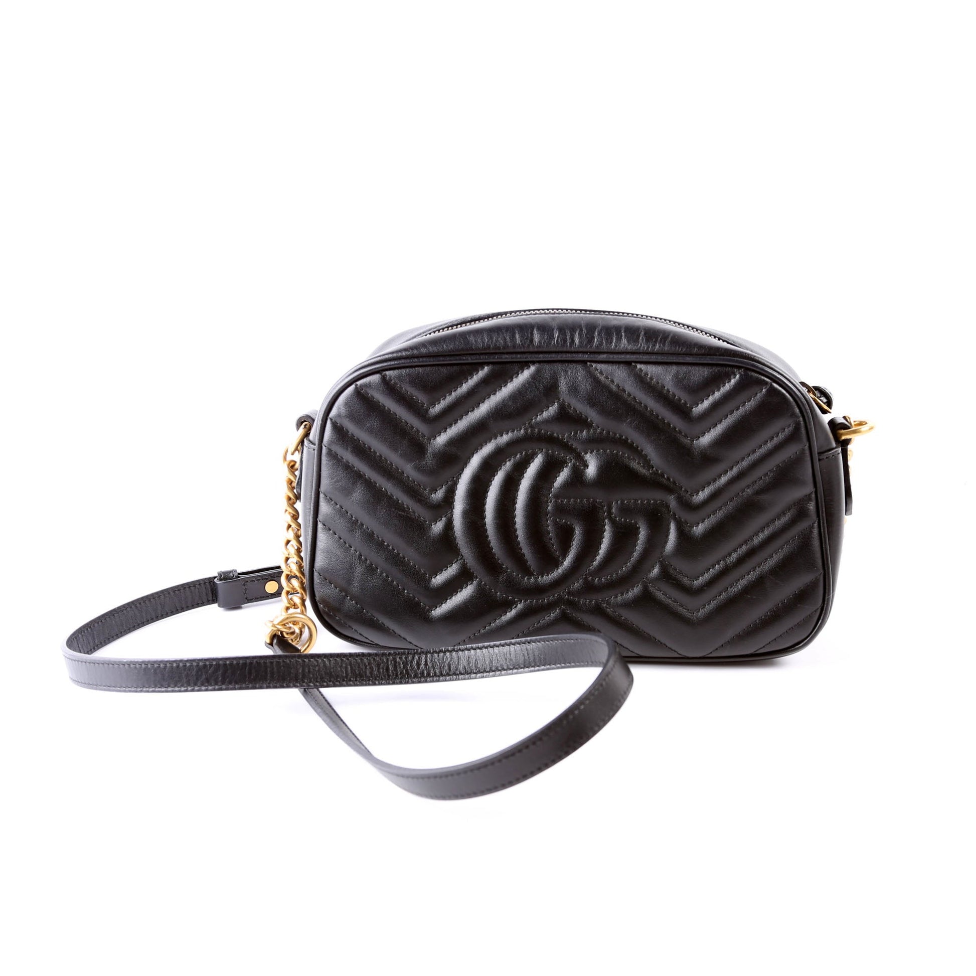 Gucci 447632 Marmont Small Leather Camera Black Bag