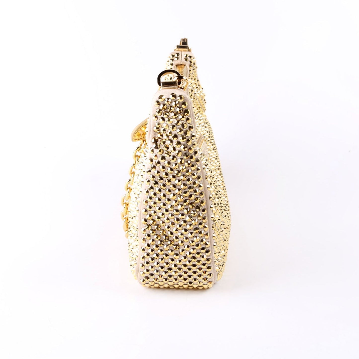 Prada Satin Crystal Re-Edition 2005 Shoulder Gold Bag