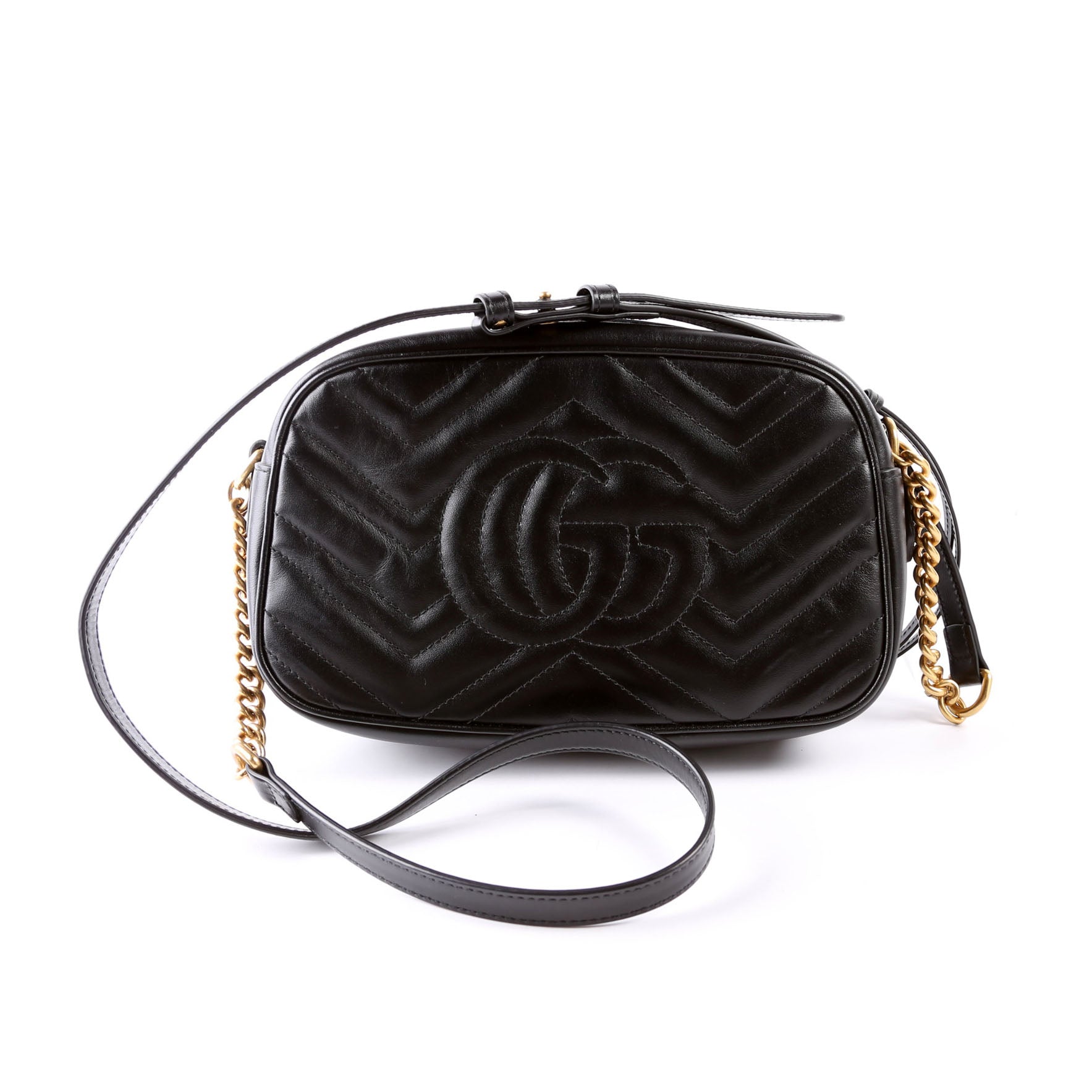 Gucci 447632 Marmont Small Leather Camera Black Bag