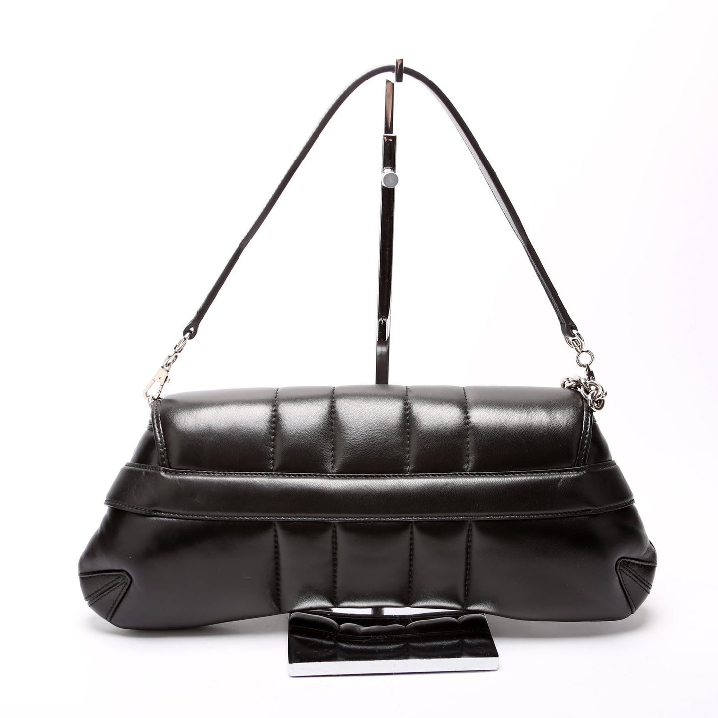 Gucci 764255 Vertical Quilted Maxi Horsebit Chain Medium Shoulder Black Bag