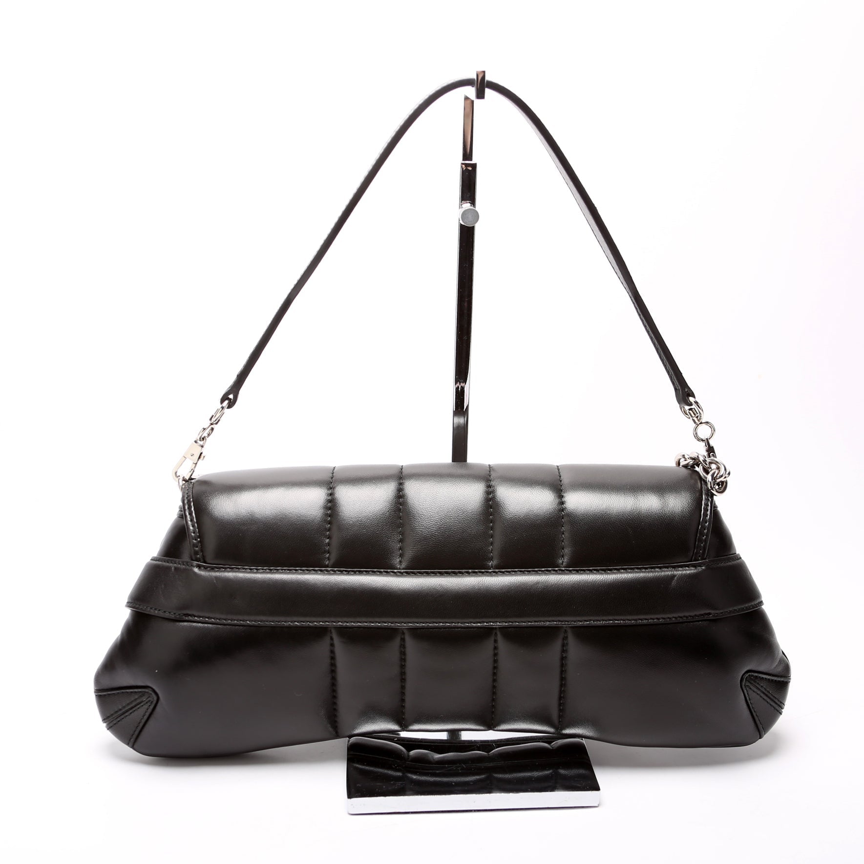 Gucci 764255 Vertical Quilted Maxi Horsebit Chain Medium Shoulder Black Bag