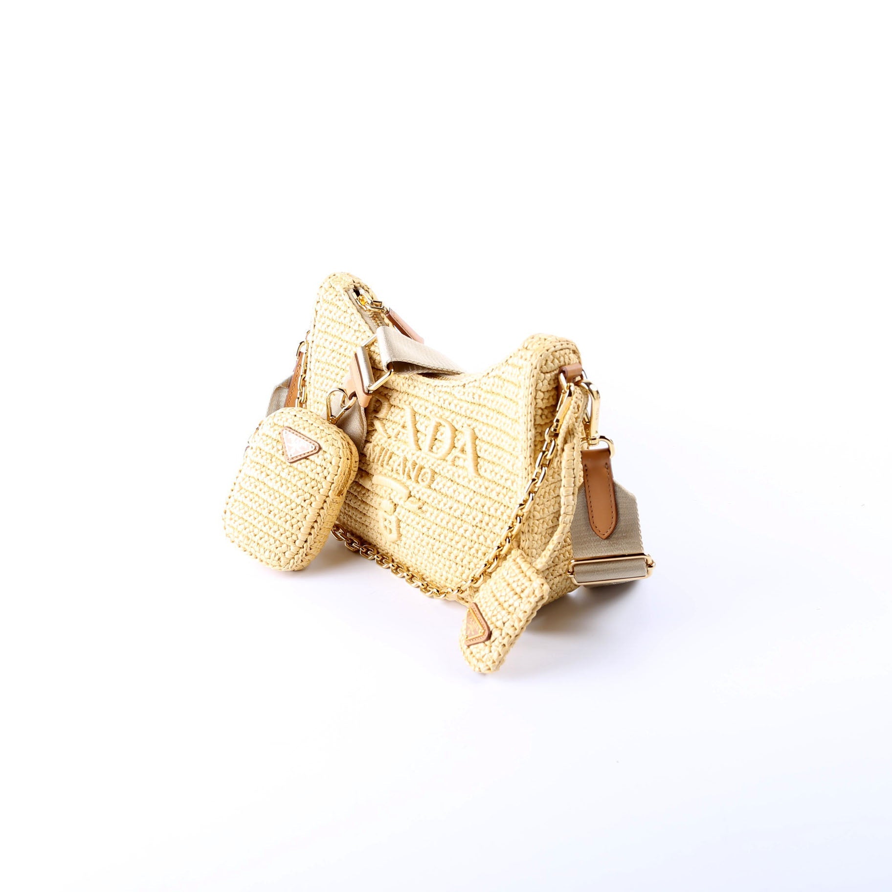 Prada Re-Edition 2000 Crochet Mini Tan Bag