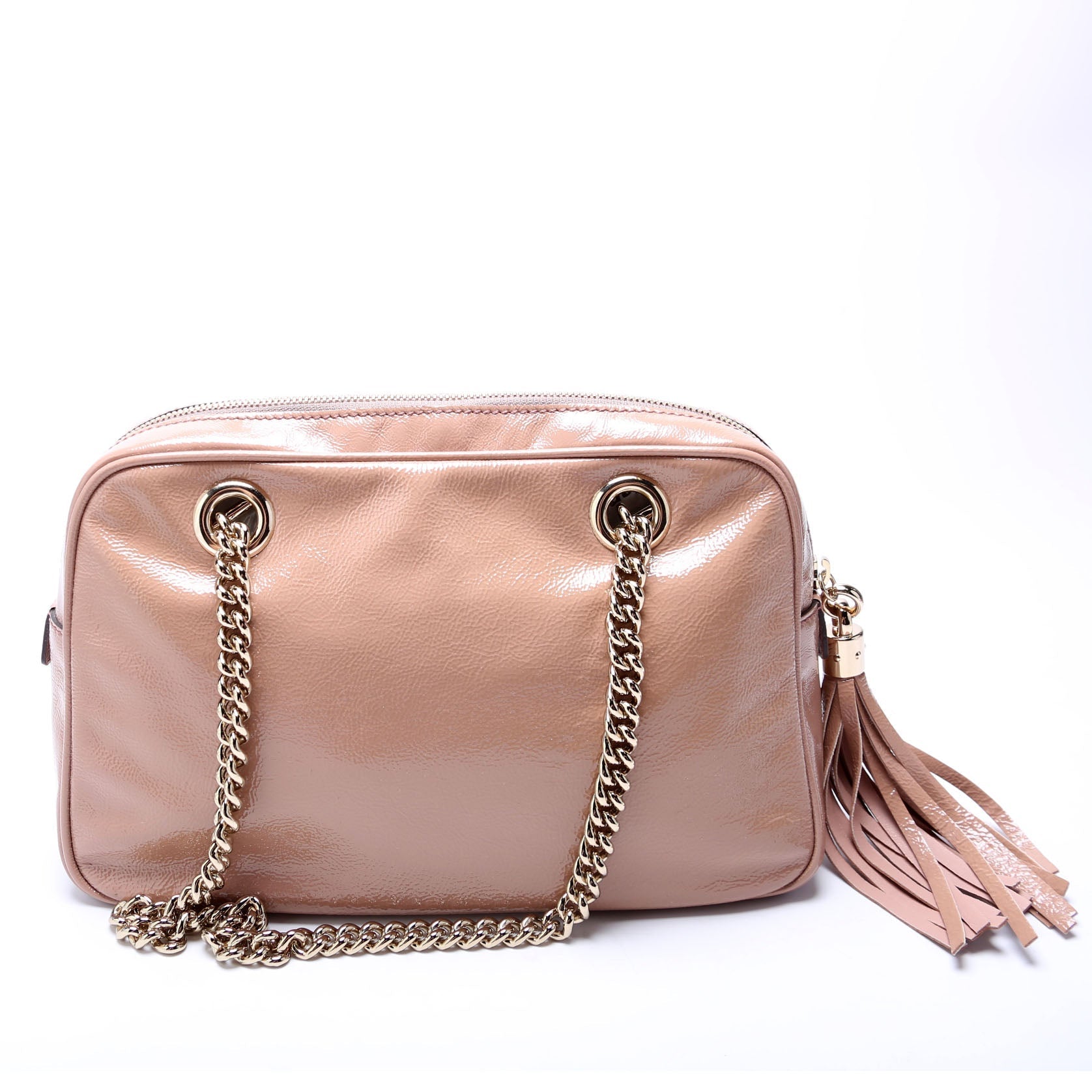 Gucci 308983 Soho Patent Chain Shoulder Nude Bag