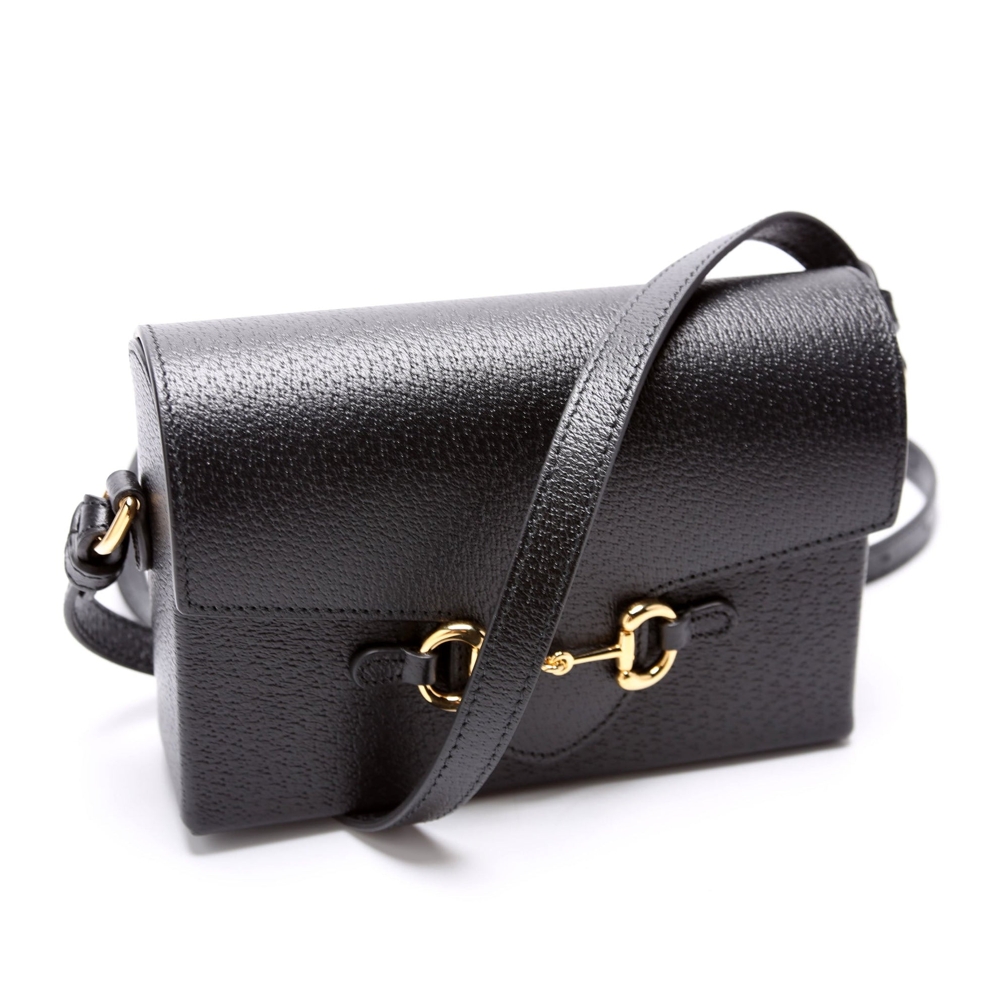 Gucci 723314 Horsebit 1955 Calfskin Shoulder Black Bag