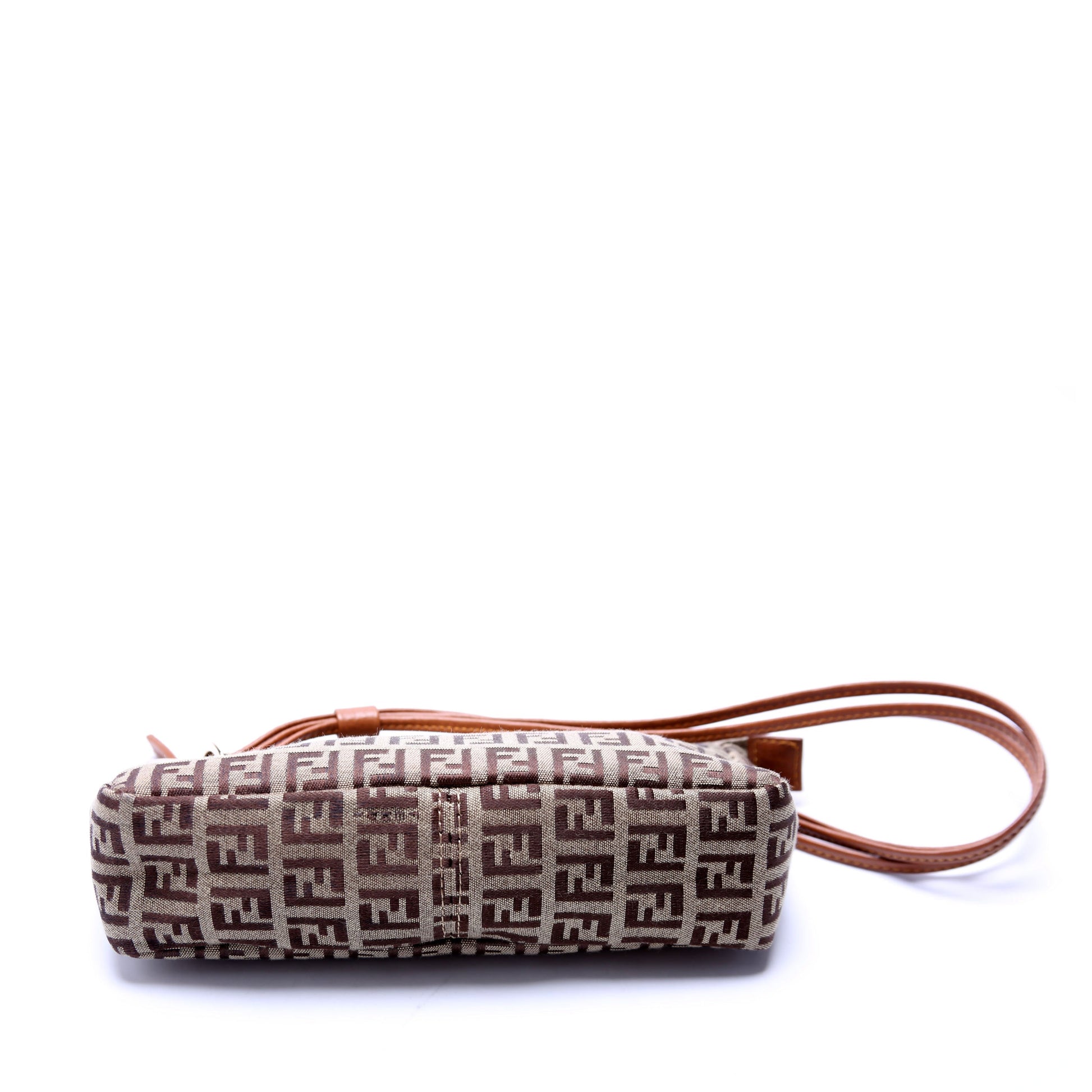Fendi 8BR513 Zucchino Triple Strap Mini Pochette Brown Bag