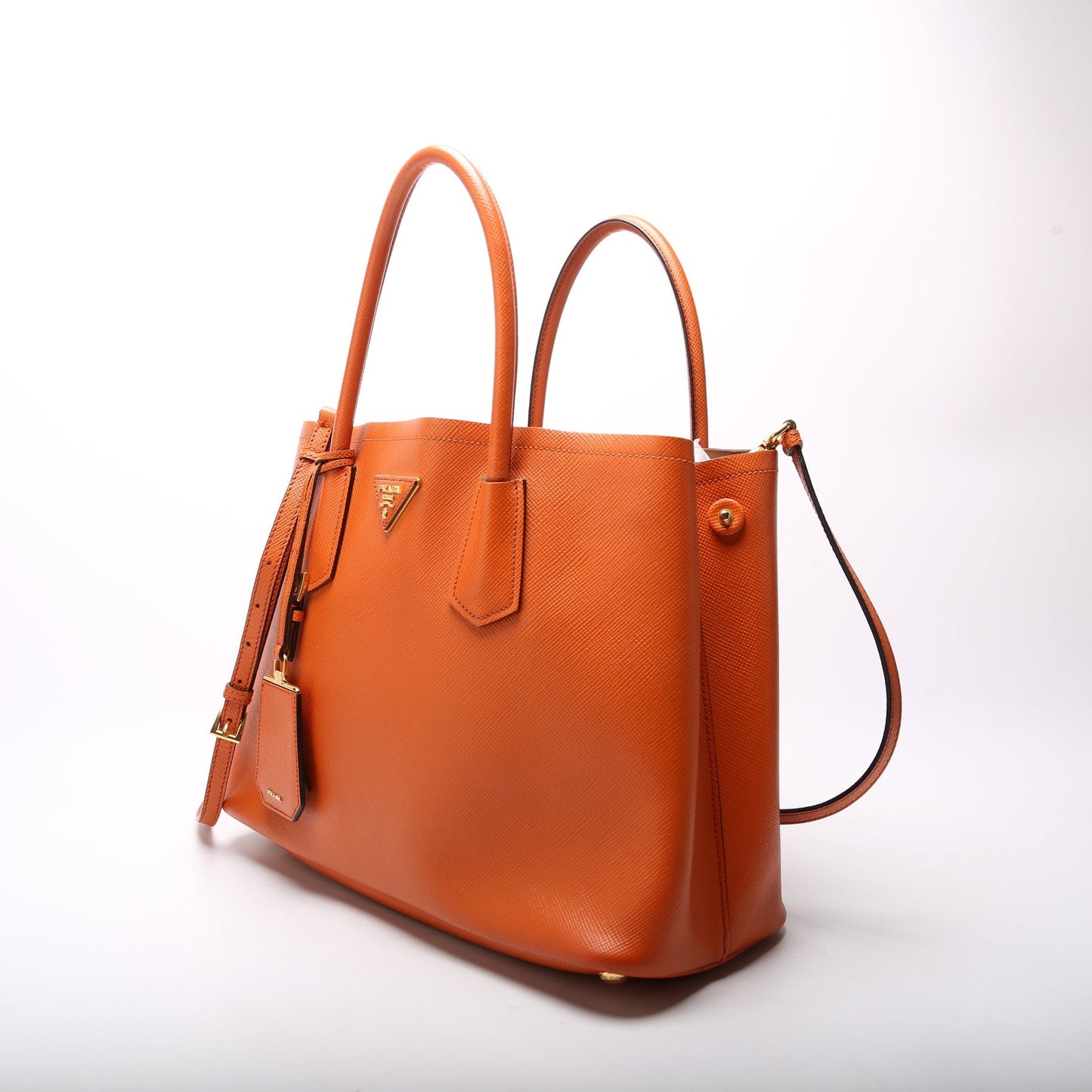 Prada Saffiano Cuir Double Medium Orange Bag