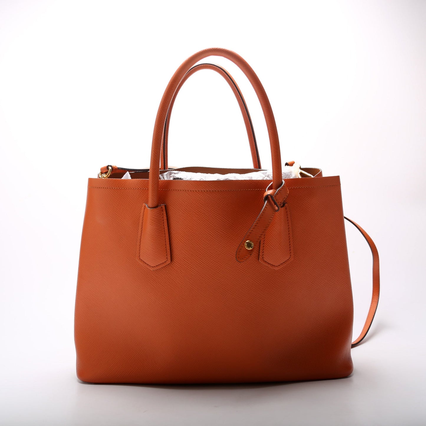 Prada Saffiano Cuir Double Medium Orange Bag