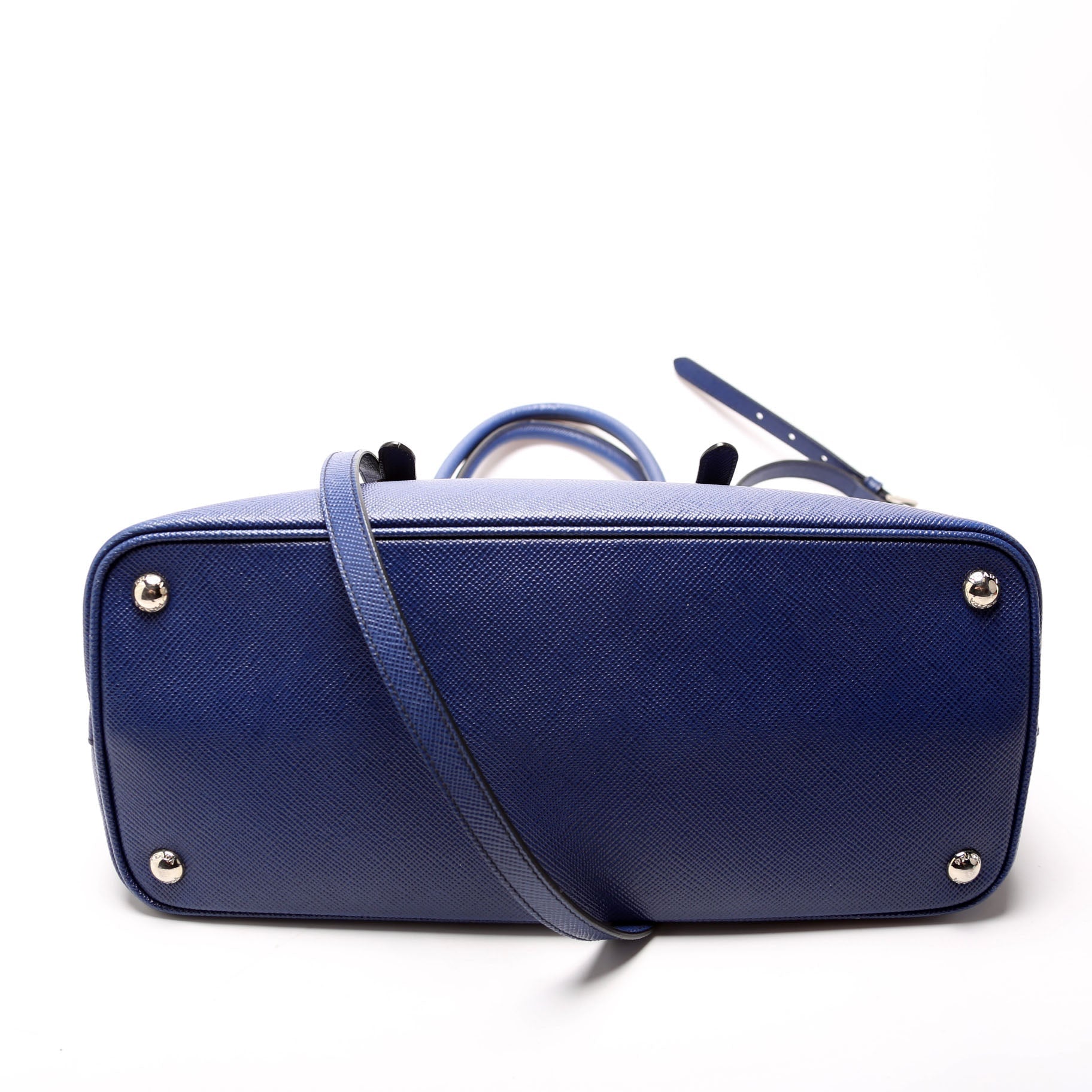 Prada Saffiano Cuir Double Medium Blue Bag