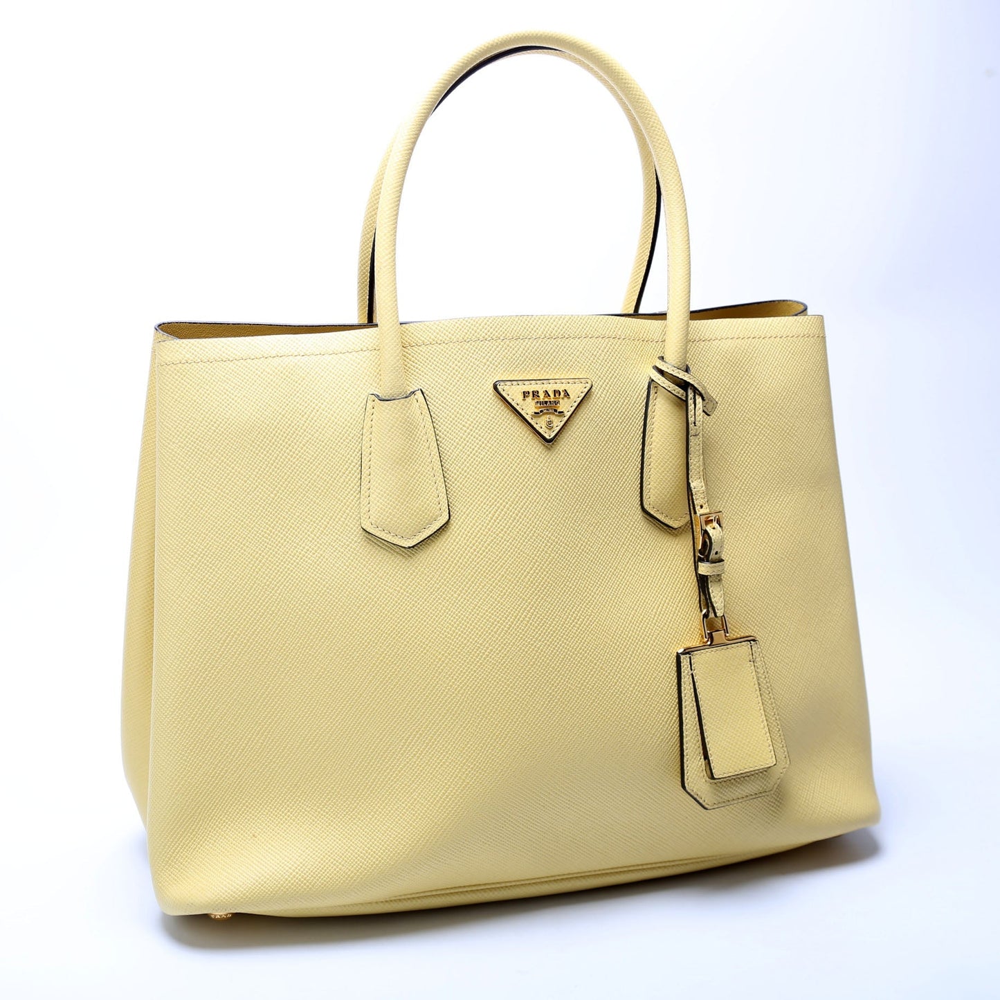 Prada Saffiano Cuir Double Large Yellow Bag