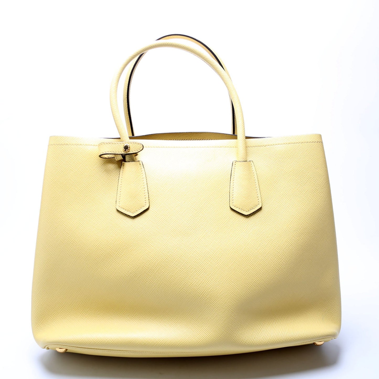 Prada Saffiano Cuir Double Large Yellow Bag
