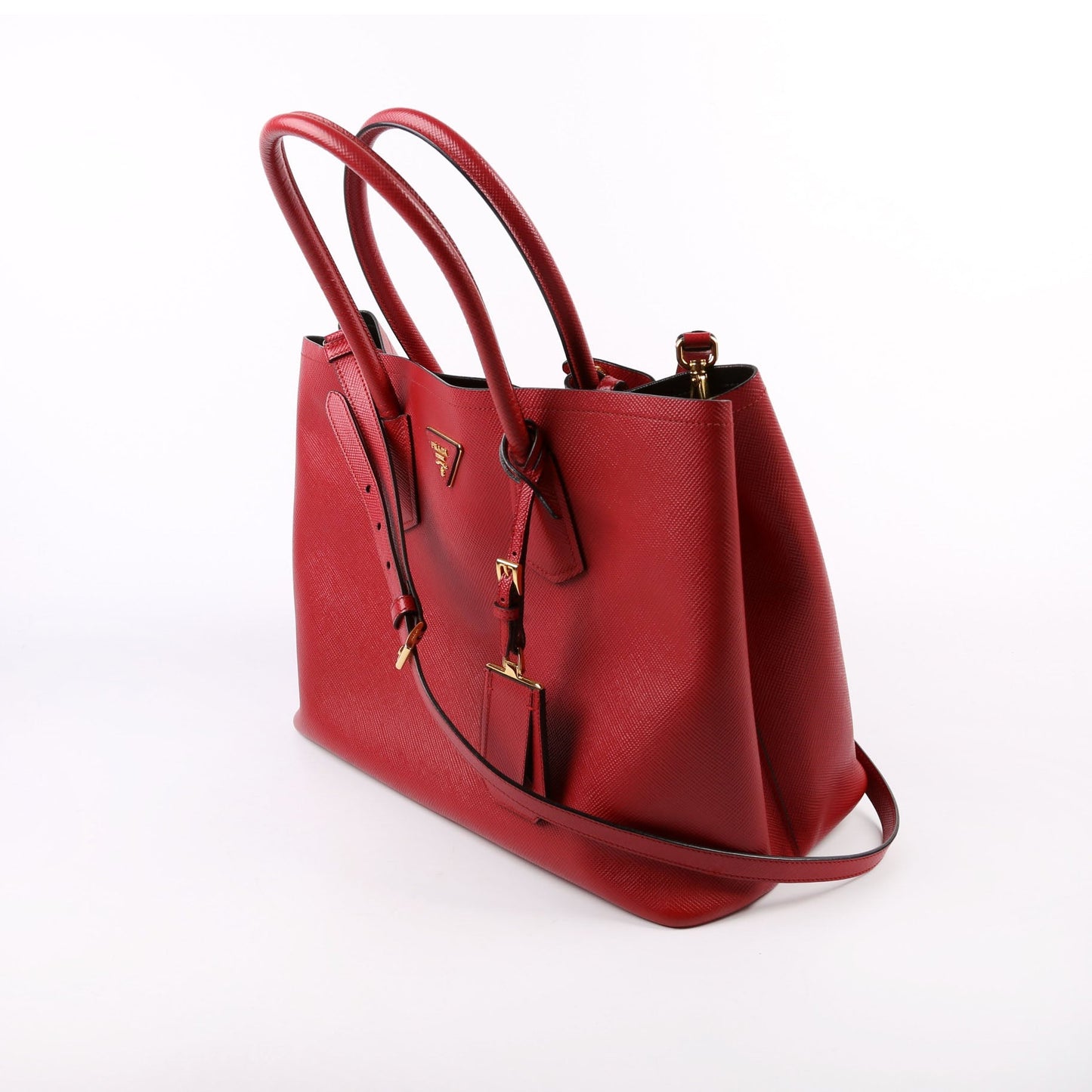 Prada Saffiano Cuir Double Large Red Bag