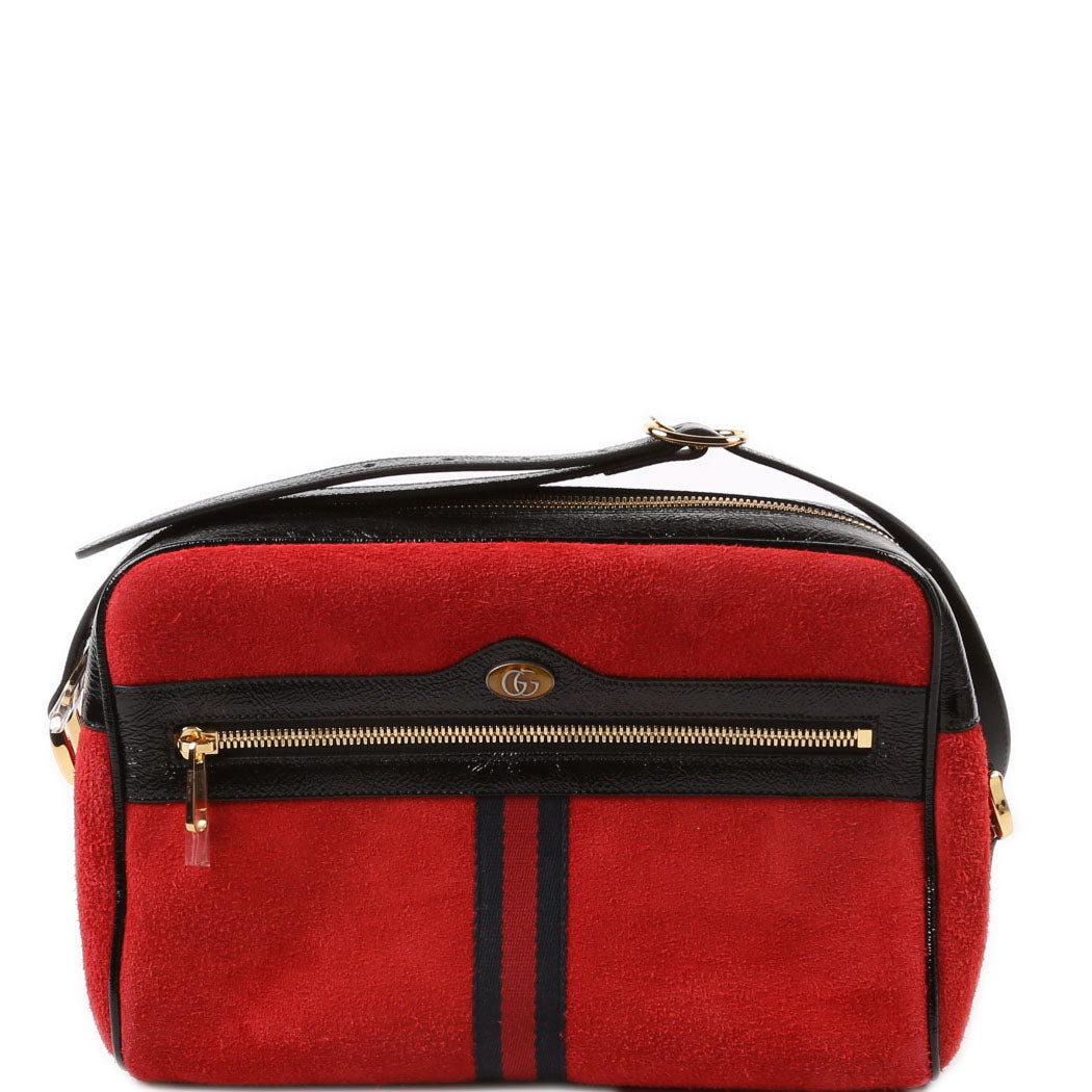 Gucci 517080 Ophidia Suede Small Crossbody Red Bag