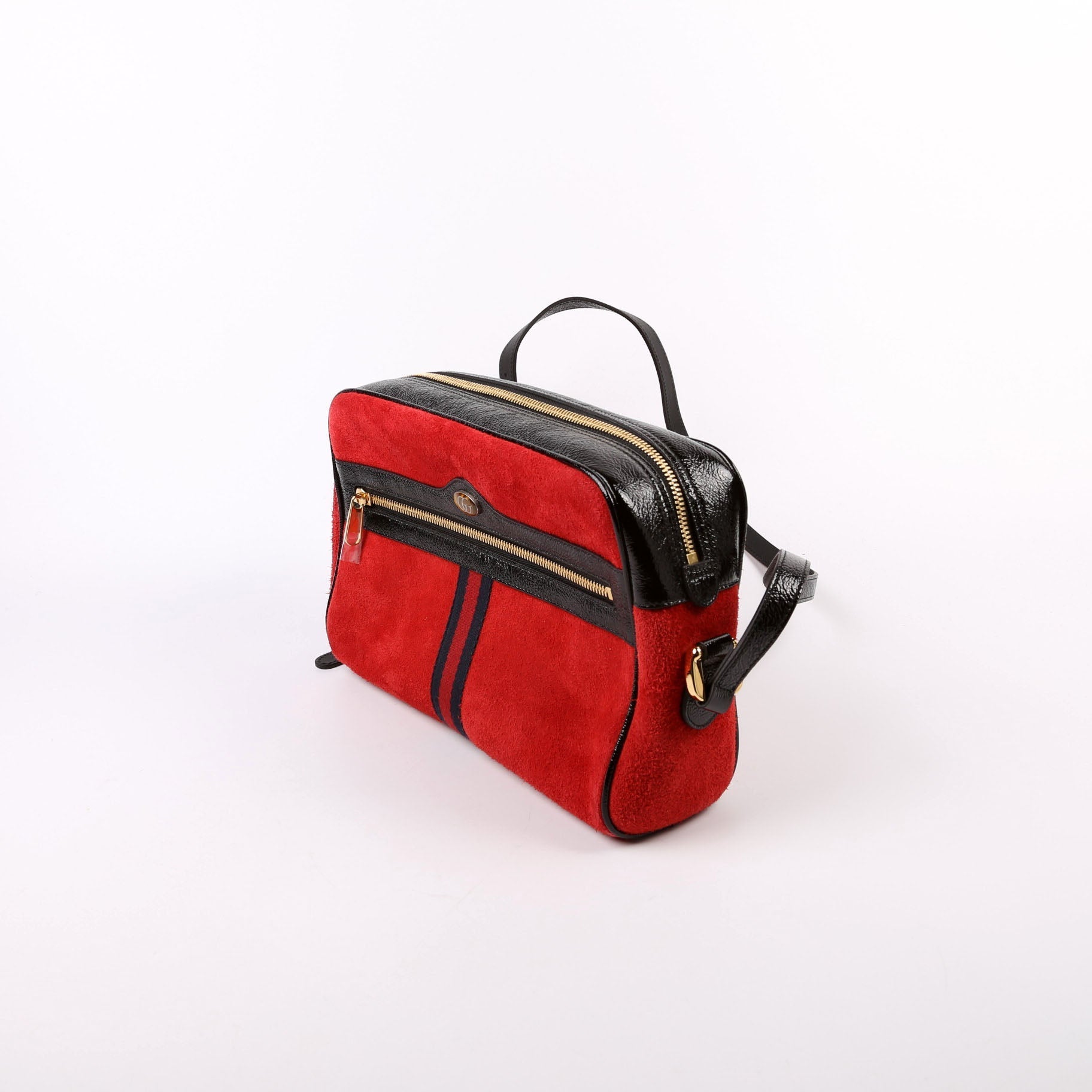 Gucci 517080 Ophidia Suede Small Crossbody Red Bag