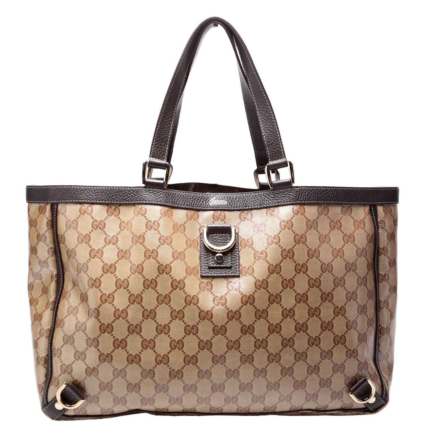 Gucci 293580 GG Crystal Abbey D Ring Large Tote Brown Bag