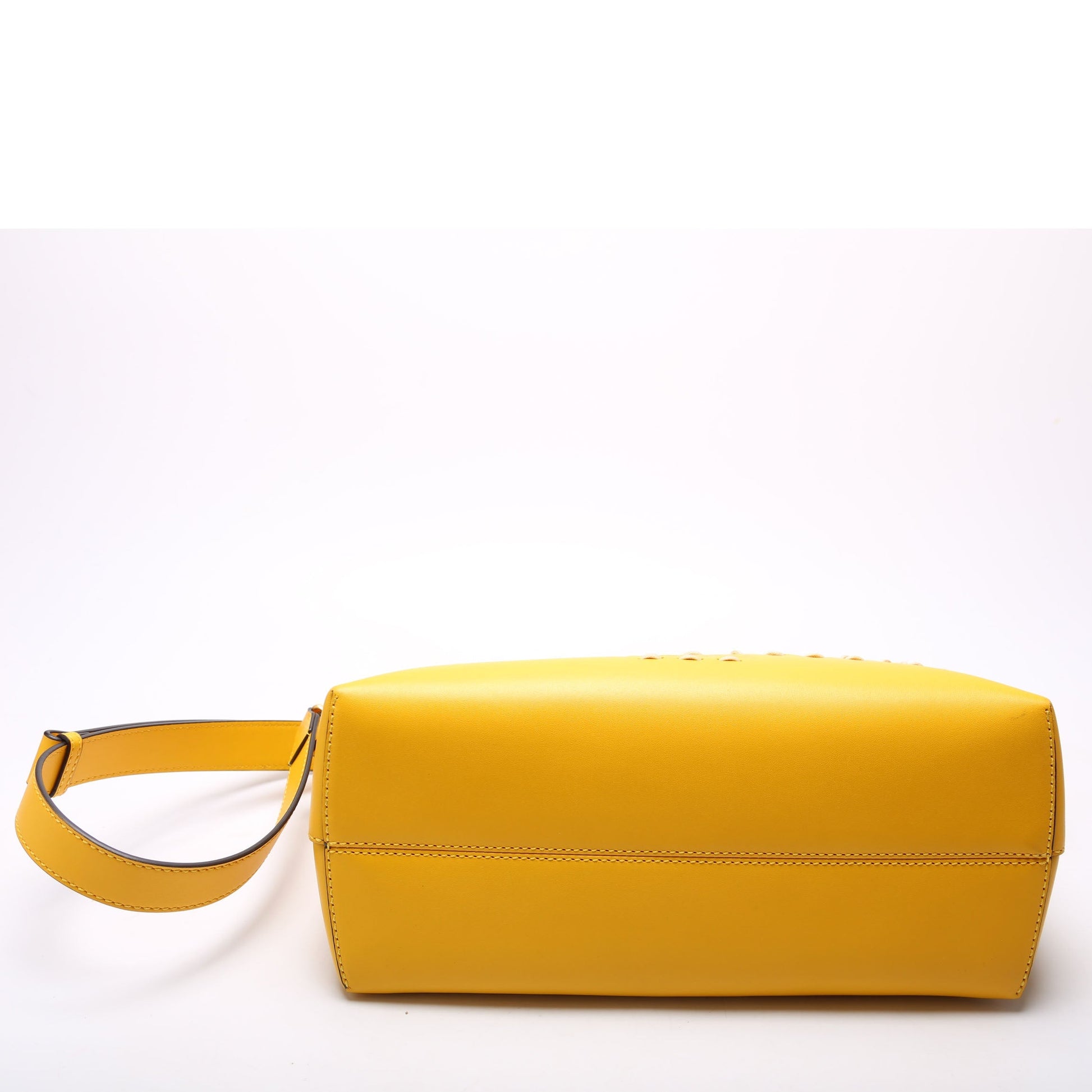 Fendi 8BL146 By the Way Medium Boston Calfskin Whipstitch Yellow Bag