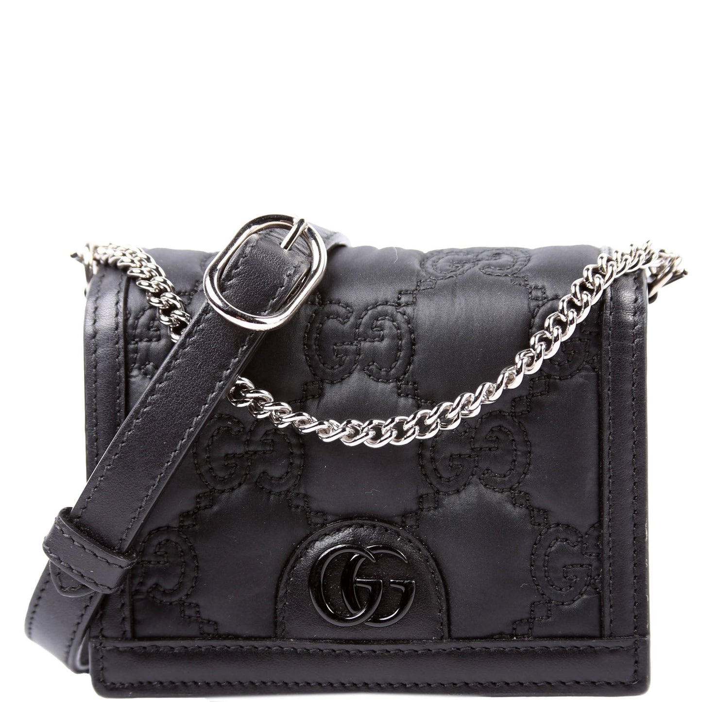 Gucci 723777 GG Nylon Enamel Mini Chain Black Bag