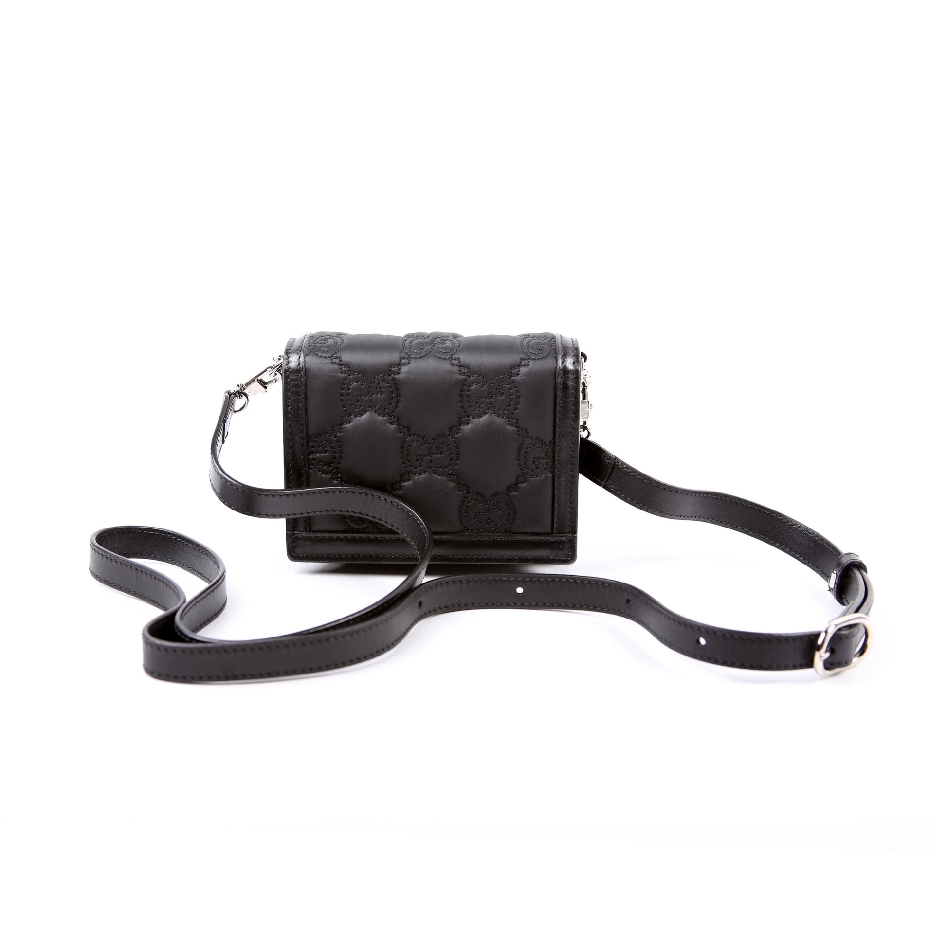 Gucci 723777 GG Nylon Enamel Mini Chain Black Bag