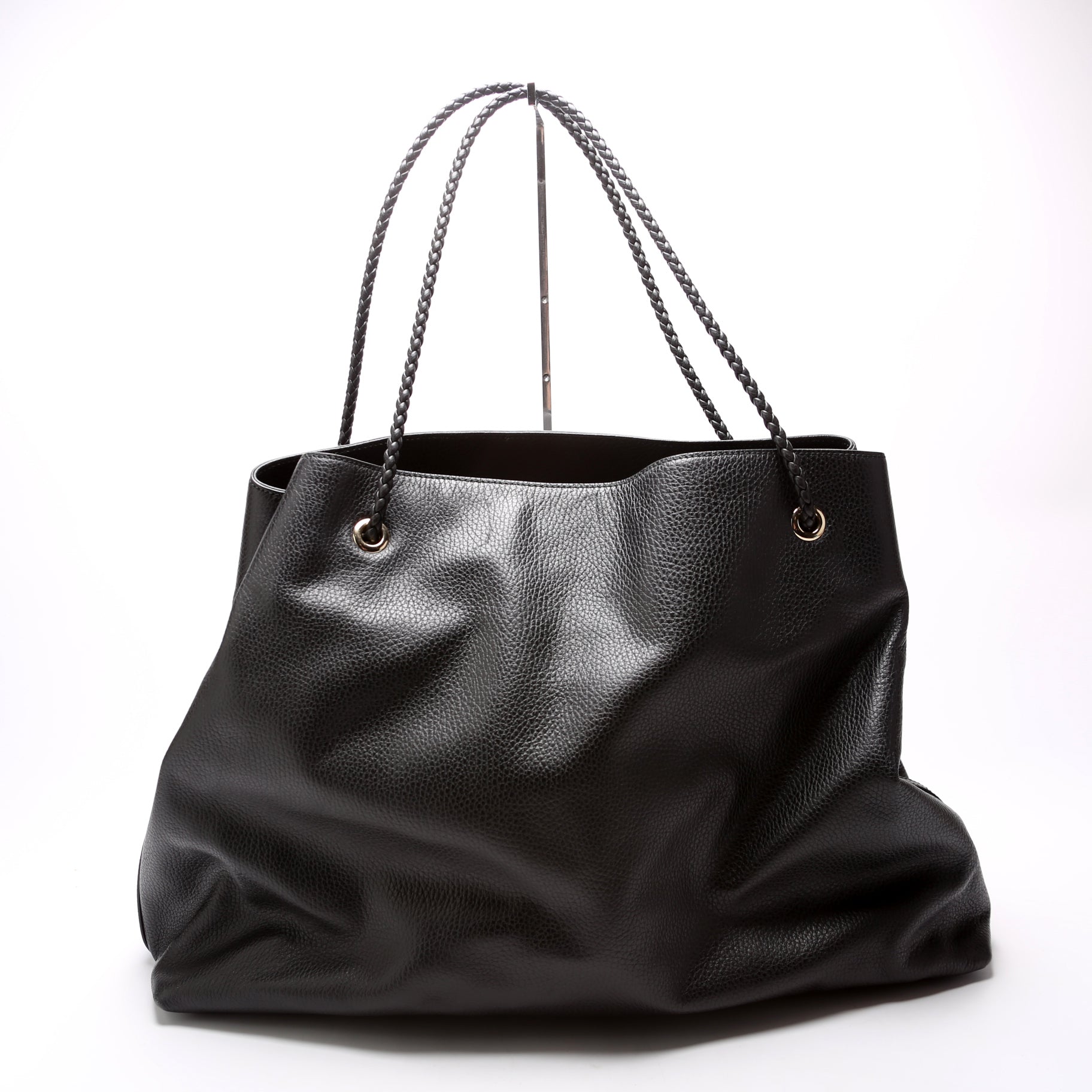 Gucci 419690 Gifford Braided Strap Tote Black Bag