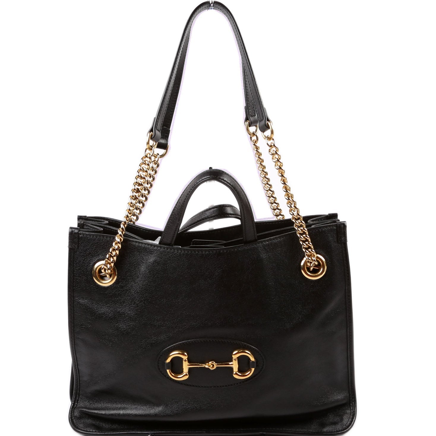 Gucci 621144 1955 Horsebit Large Leather Tote Black Bag