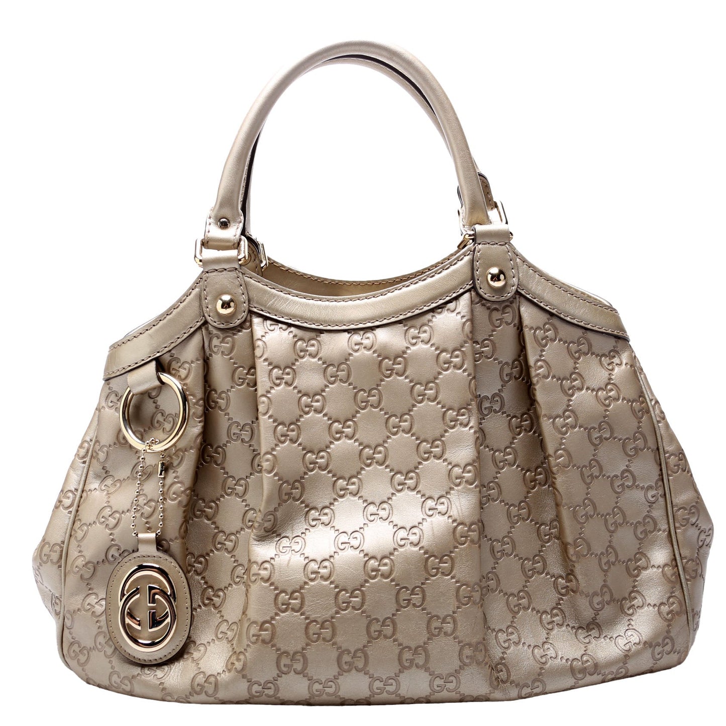 Gucci 211944 Sukey GG Leather Medium Gold Bag