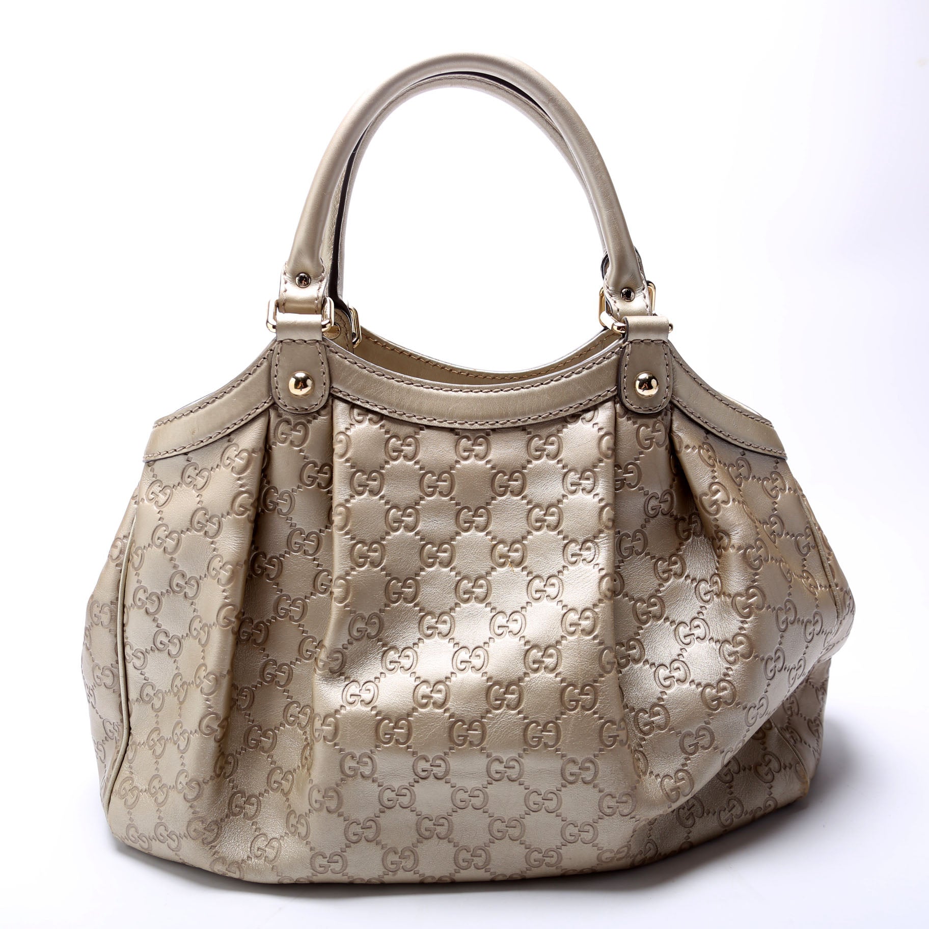 Gucci 211944 Sukey GG Leather Medium Gold Bag