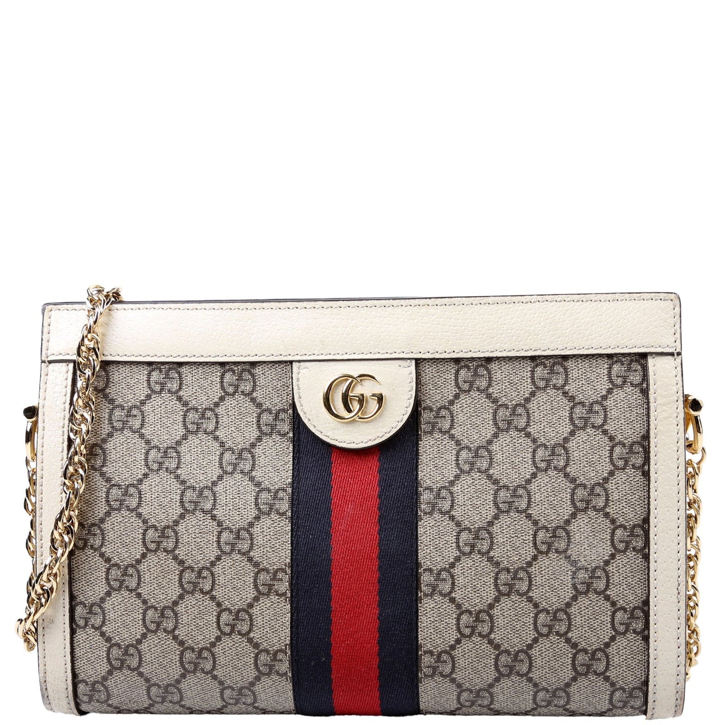 Gucci 503877 GG Supreme Ophidia Small Chain White Bag