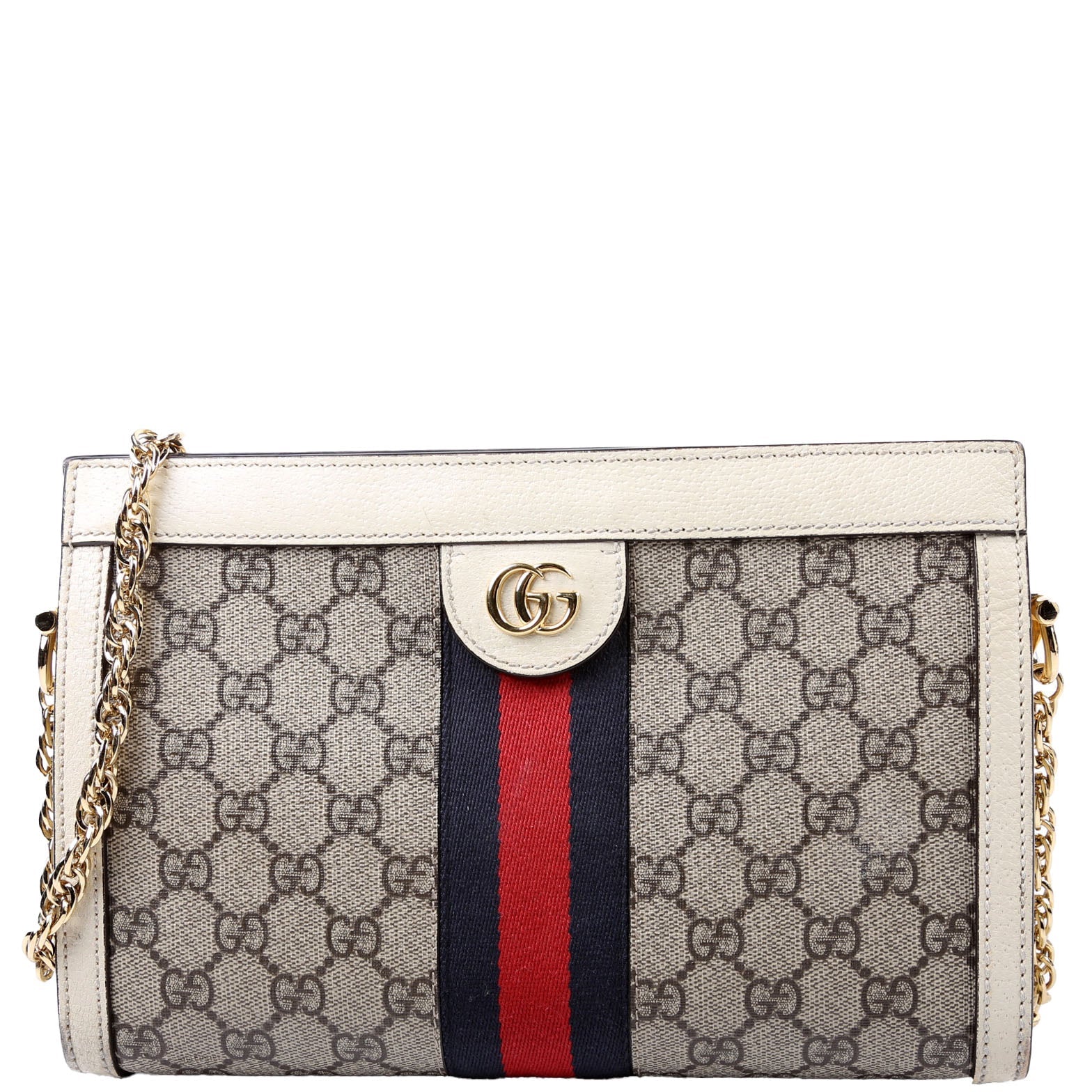 Gucci 503877 GG Supreme Ophidia Small Chain White Bag