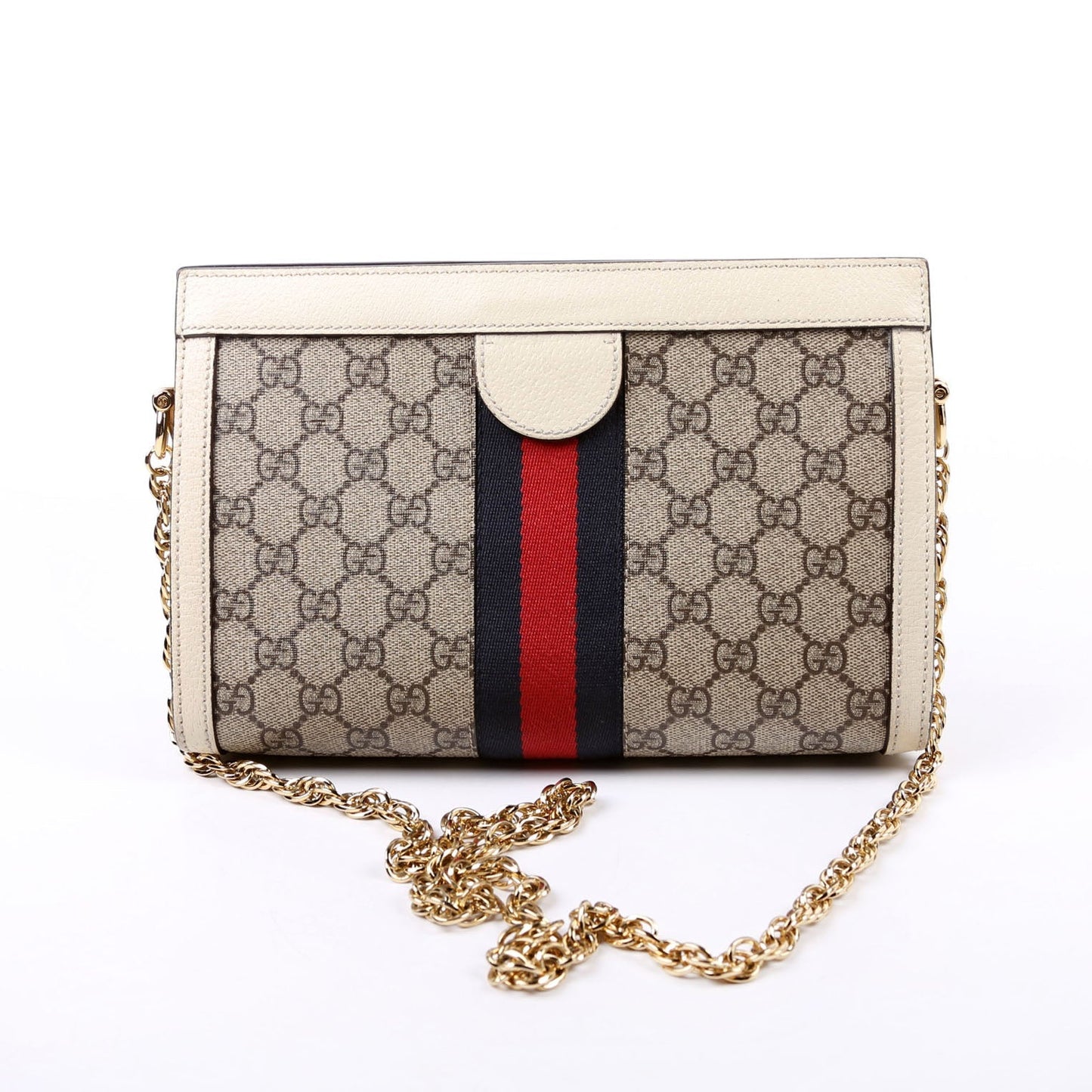 Gucci 503877 GG Supreme Ophidia Small Chain White Bag