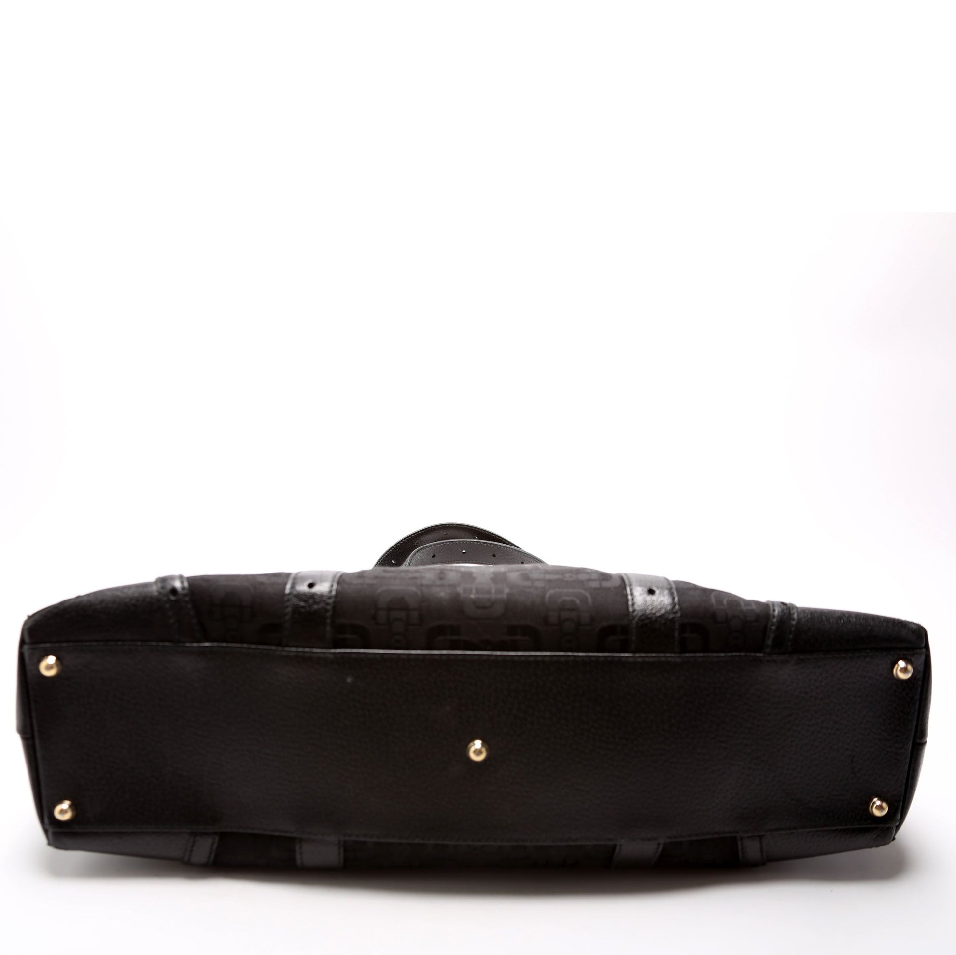 Gucci 145769 Horsebit Canvas/Leather Shoulder Black Bag