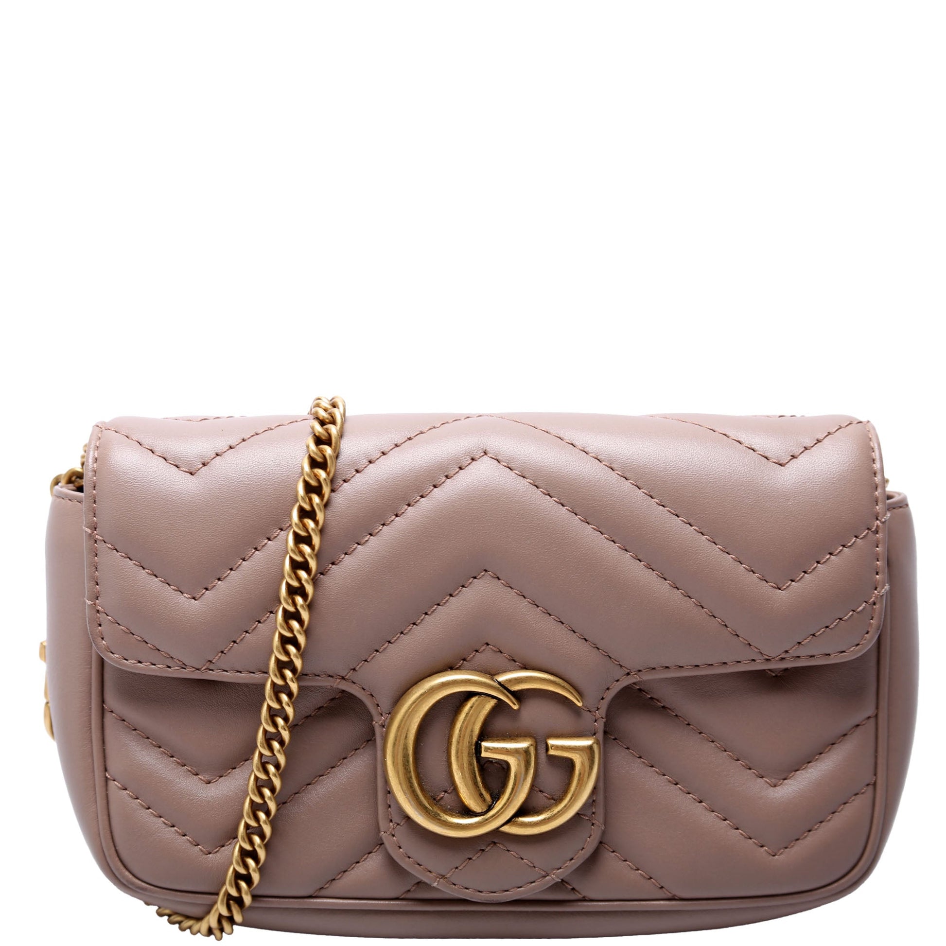 Gucci 476433 Marmont Leather Super Mini Flap Tan Bag
