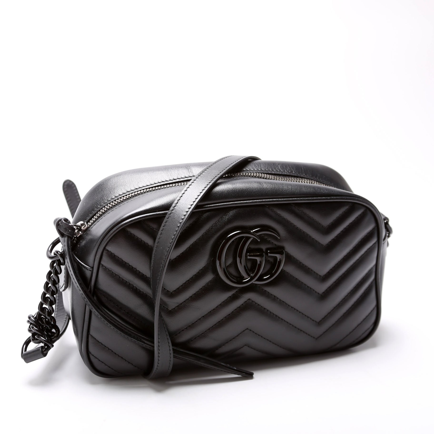 Gucci 447632 Marmont Small Leather Camera Black Bag