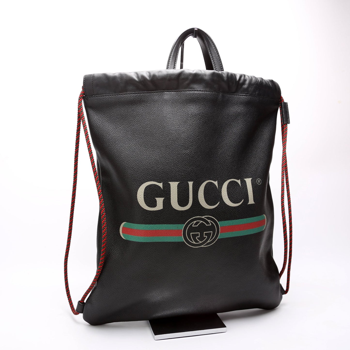 Gucci 494053 Retro Logo Drawstring Backpack Black Bag