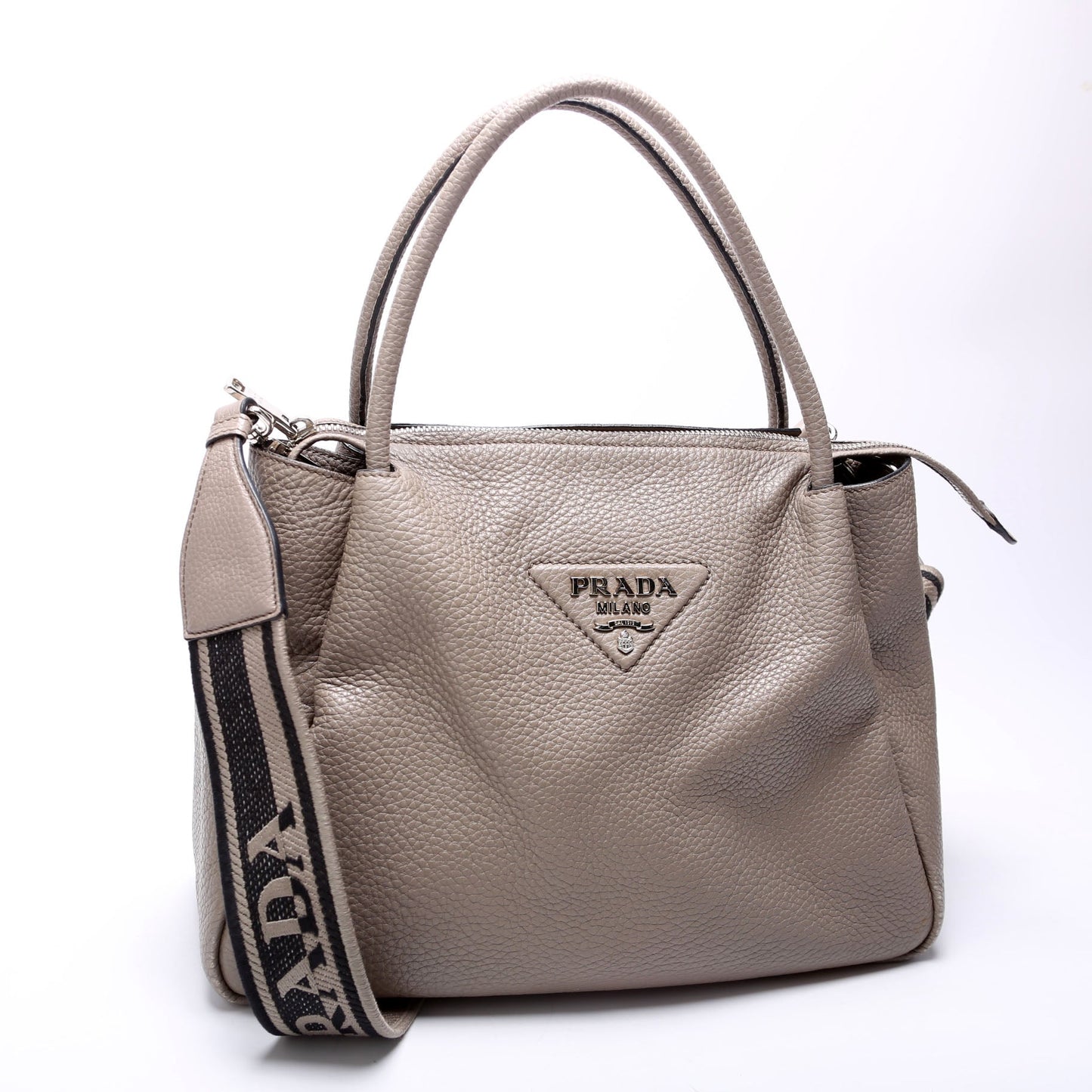 Prada Large Leather Hand1BC170Grey Bag