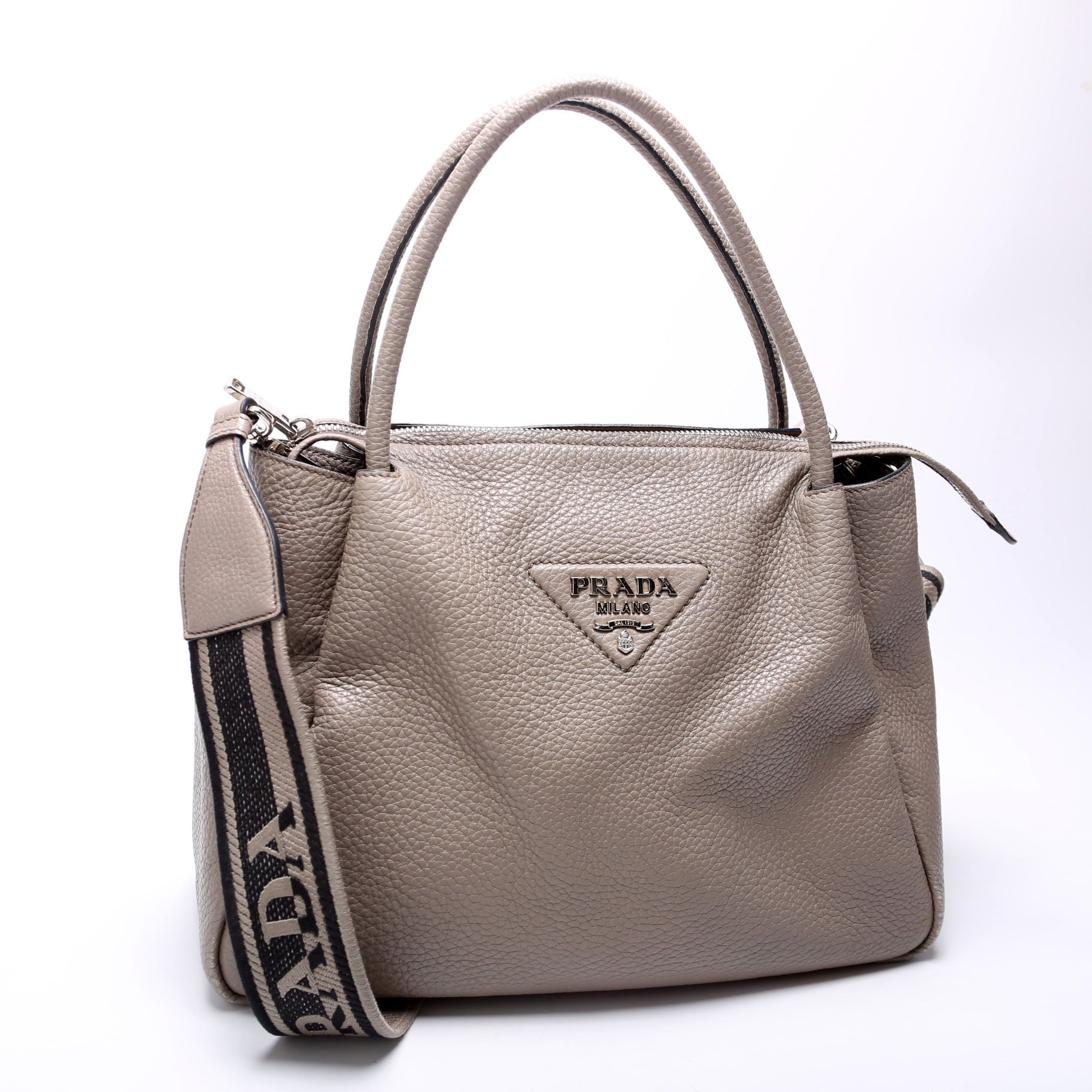 Prada Large Leather Hand1BC170Grey Bag