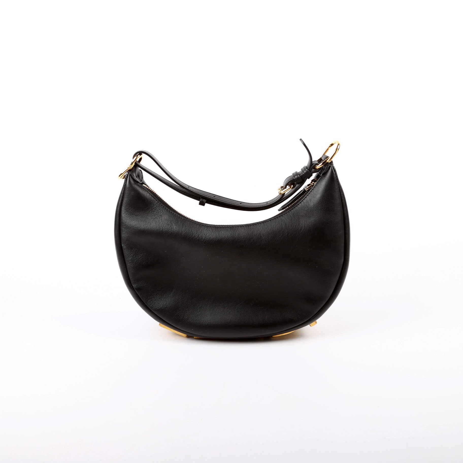 Fendi 8BR798graphy Small Leather Hobo Black Bag