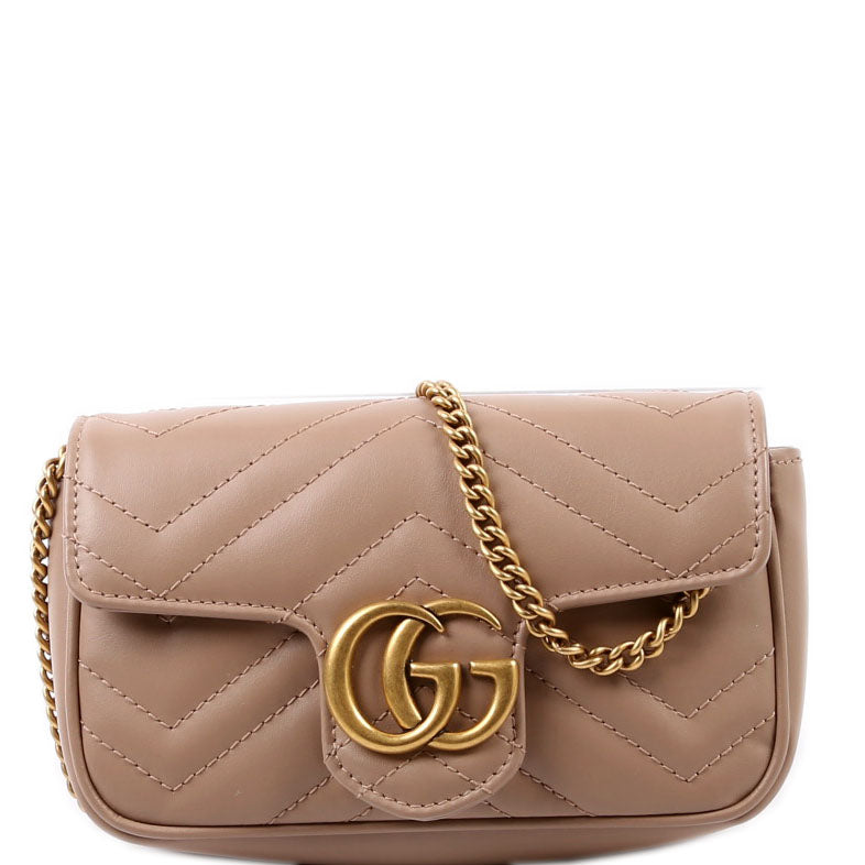 Gucci 476433 Marmont Leather Super Mini Flap Tan Bag