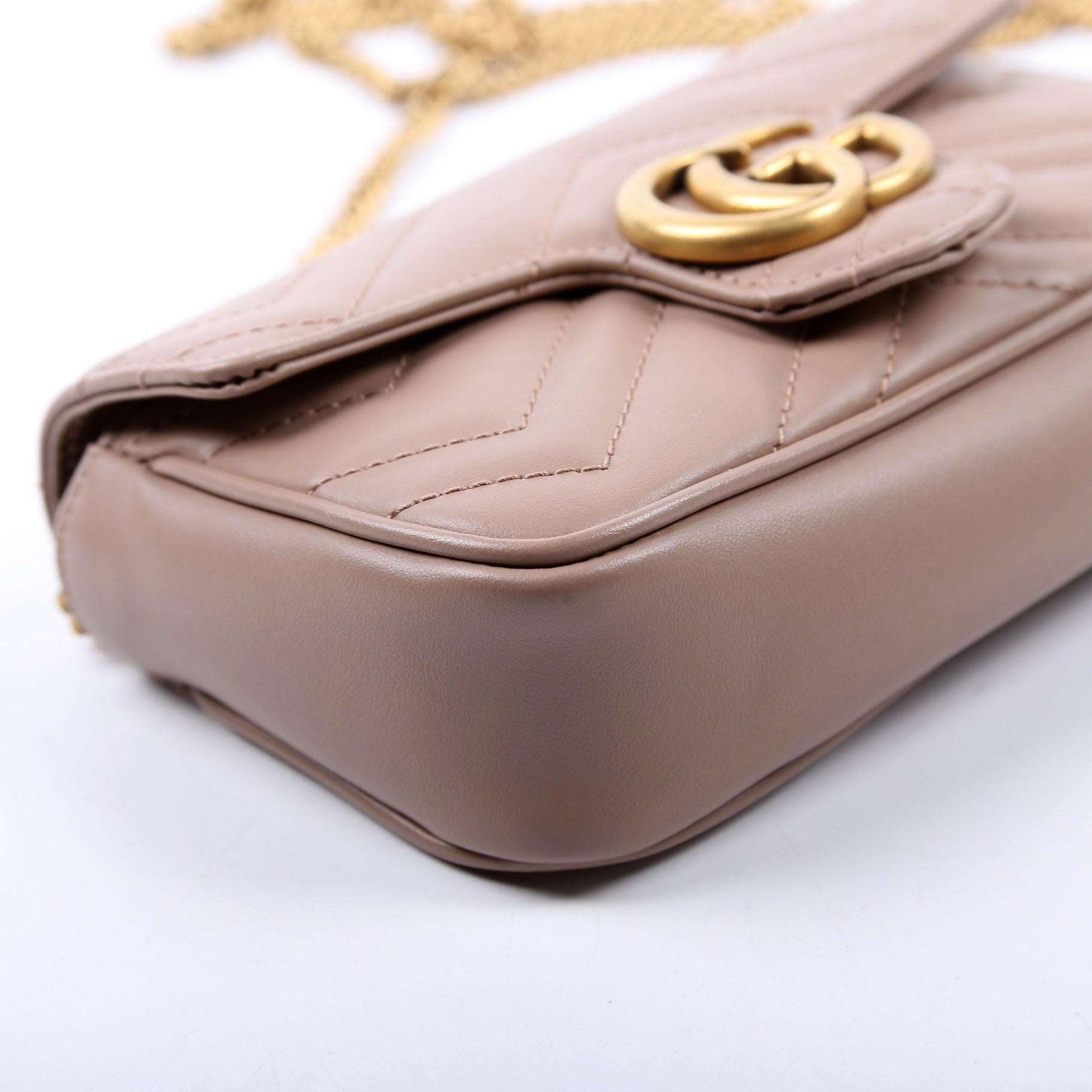 Gucci 476433 Marmont Leather Super Mini Flap Tan Bag