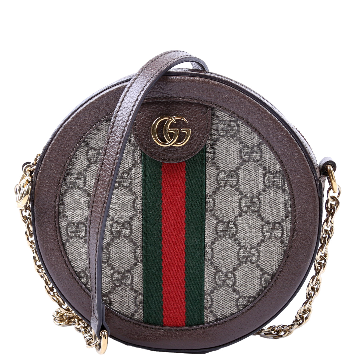 Gucci 550618 Ophidia GG Supreme Round Small Crossbody Brown Bag