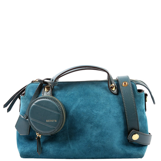 Fendi 8BL124 By the Way Medium Coin Pocket Suede Teal Bag
