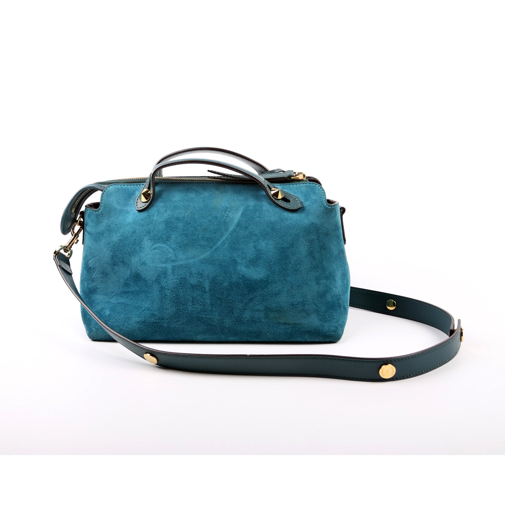 Fendi 8BL124 By the Way Medium Coin Pocket Suede Teal Bag
