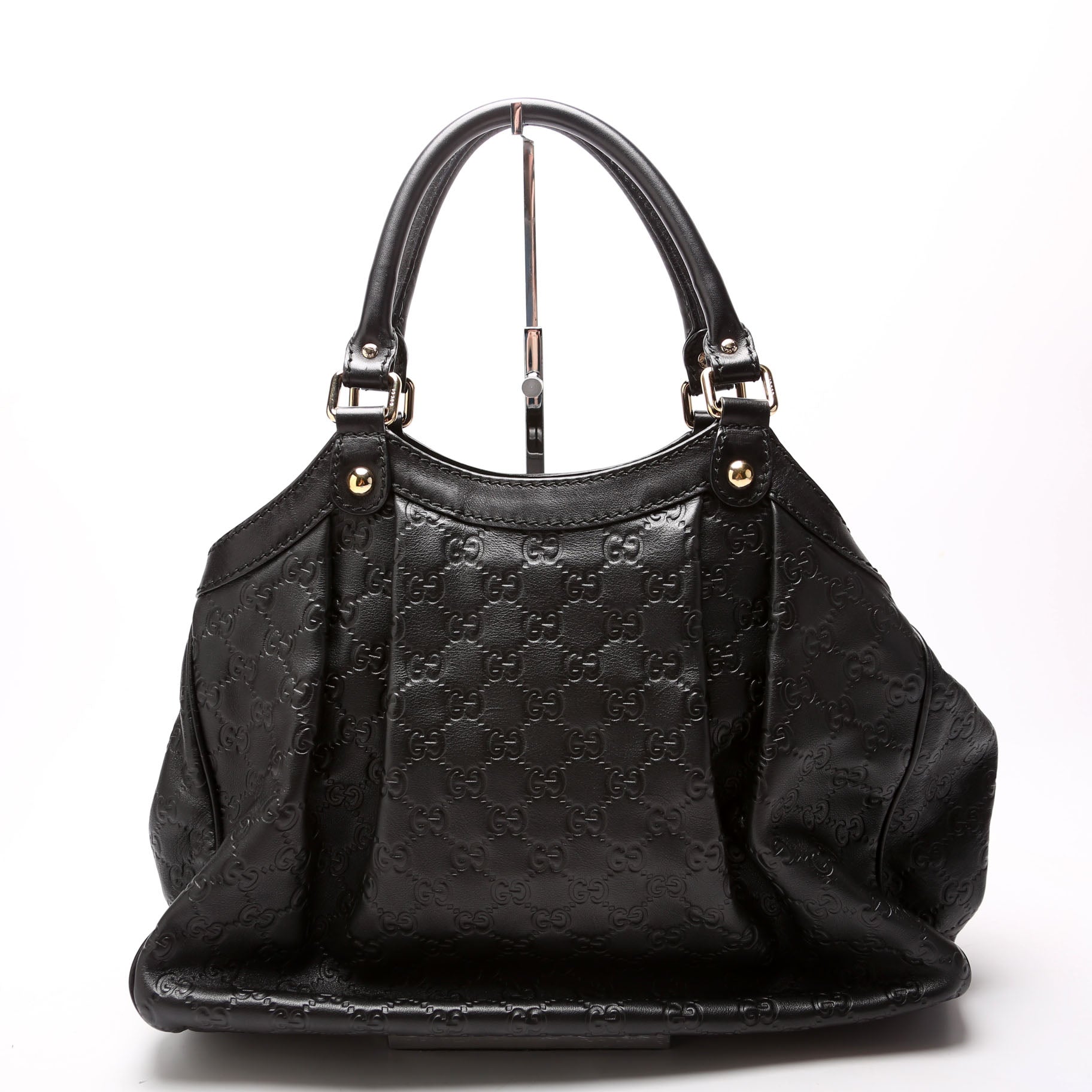 Gucci 211944 Sukey GG Leather Medium Black Bag