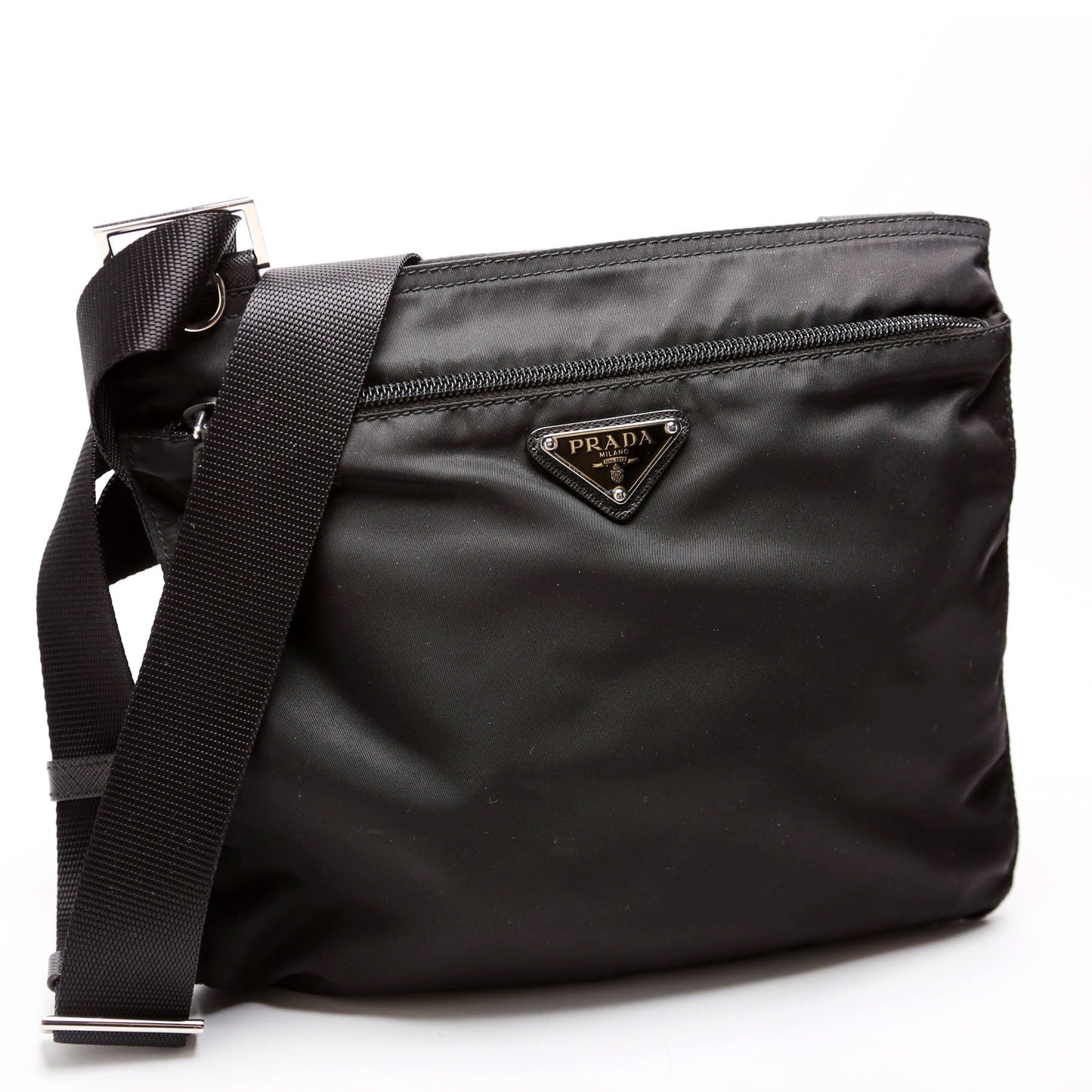 Prada Nylon Flat Small Messenger Black Bag