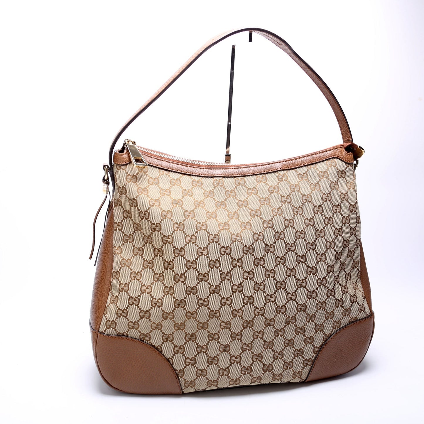 Gucci GG Canvas Bree Hobo Brown Bag
