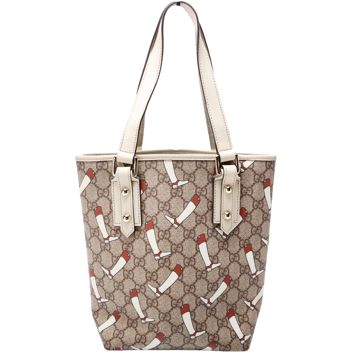 Gucci 257250 GG Supreme Boot Small Tote Cream Bag