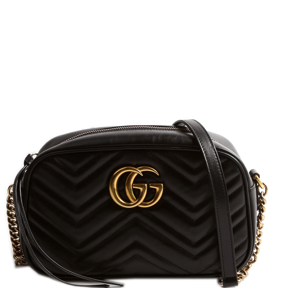 Gucci 447632 Marmont Small Leather Camera Black Bag