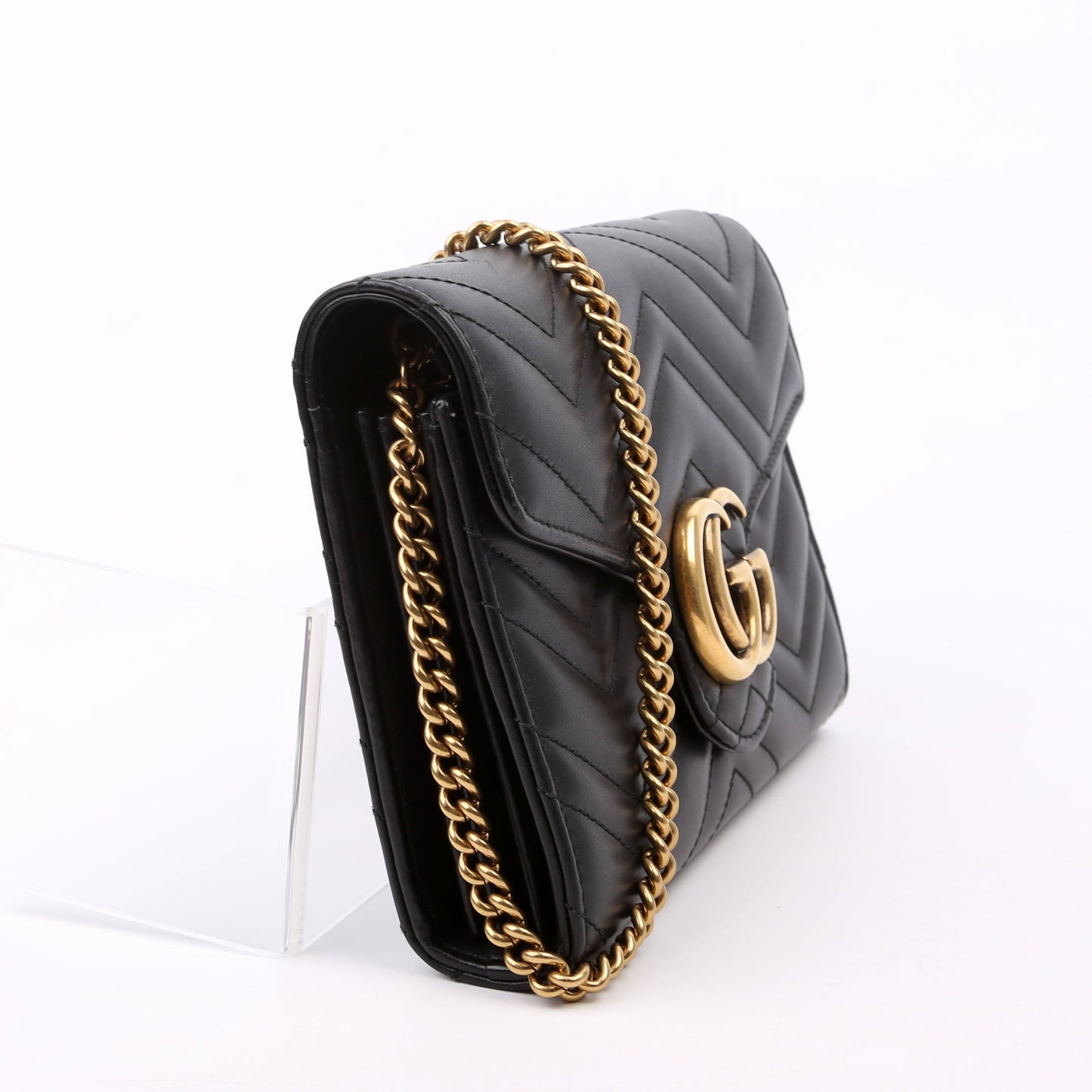 Gucci 474575 Marmont Chain Wallet Black Bag