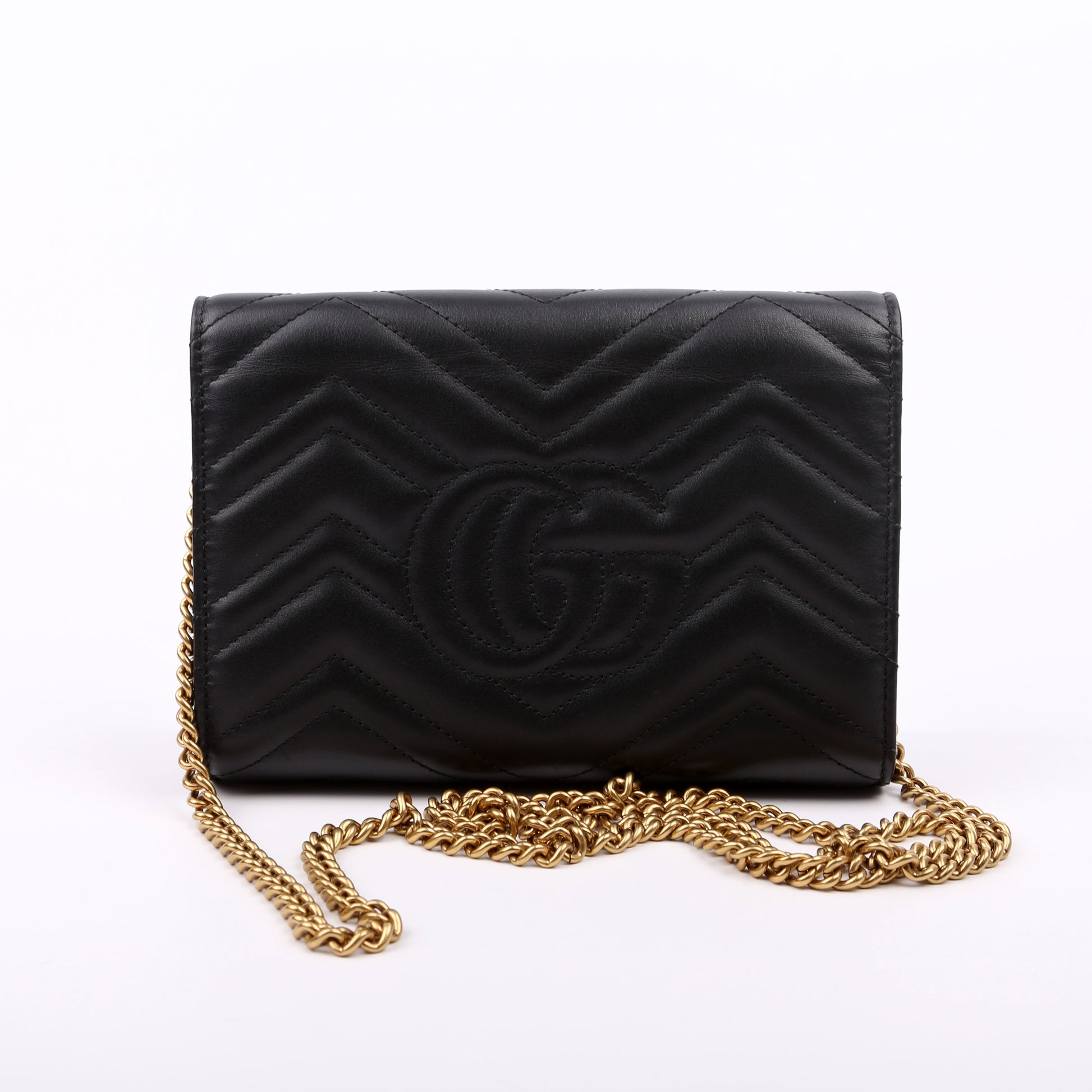 Gucci 474575 Marmont Chain Wallet Black Bag