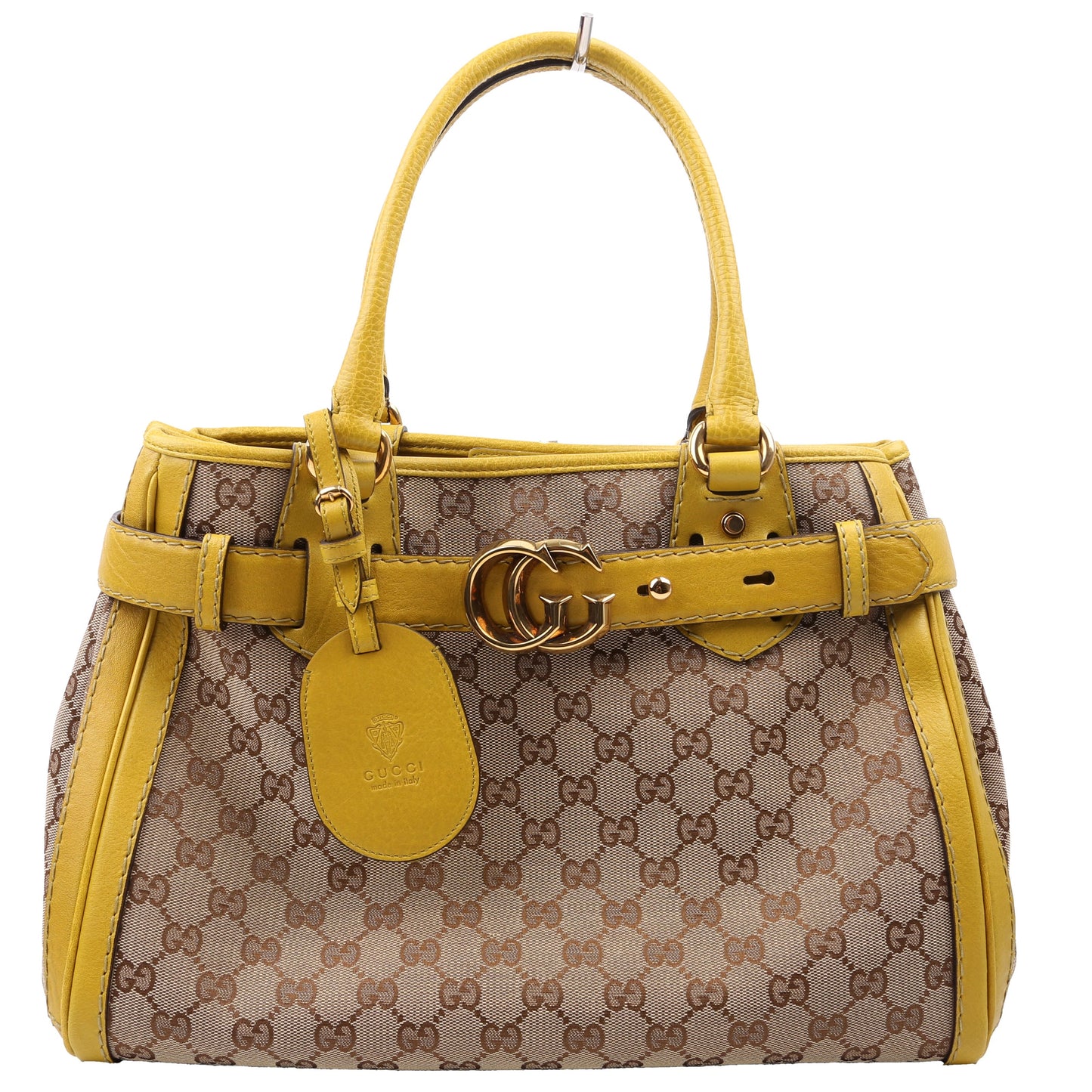 Gucci 247183 GG canvas Running Tote Medium Yellow Bag