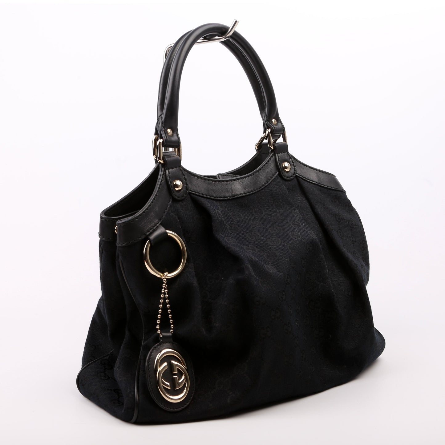 Gucci 211944 Sukey GG Canvas Medium Black Bag